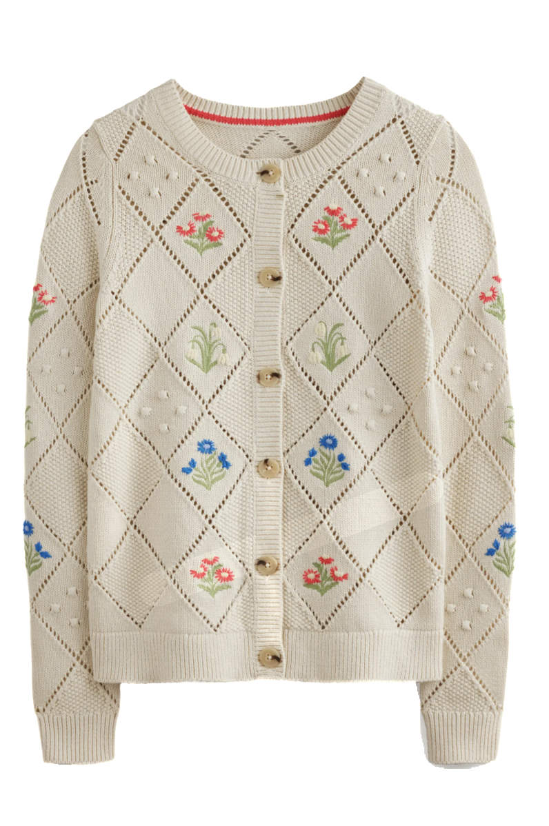 Floral Embroidered Cotton Cardigan