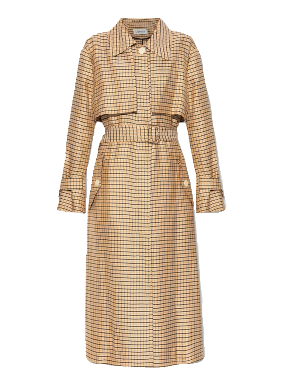 Checkered Belted Trench Coat