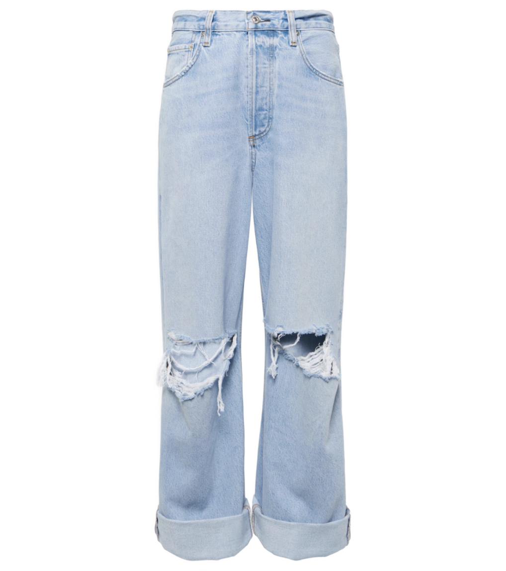 Ayla Distressed Mid-rise Wide-leg Jeans