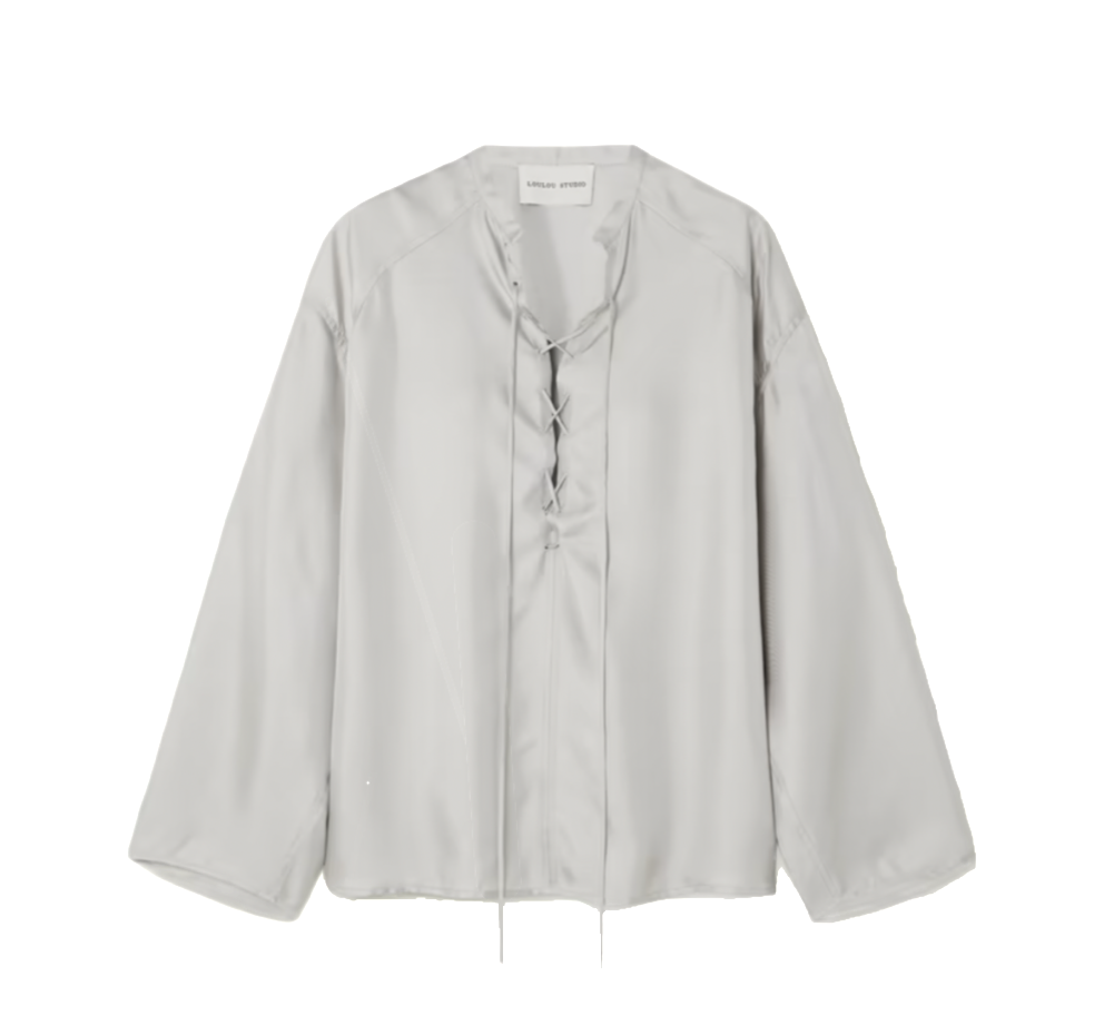 Zamia Lace-up Silk-twill Blouse