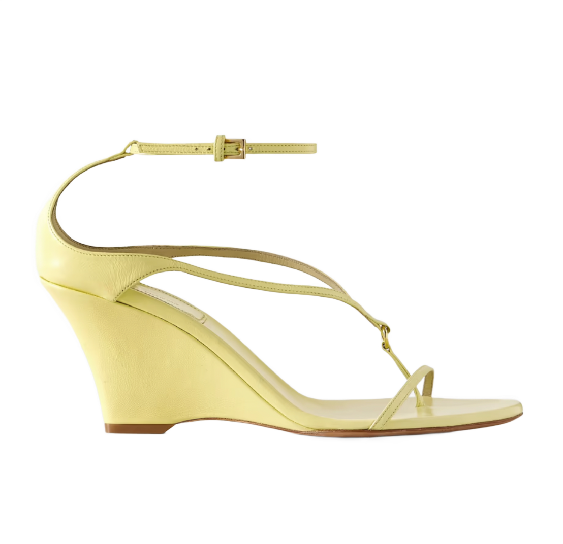 Marion Embellished Leather Wedge Sandals