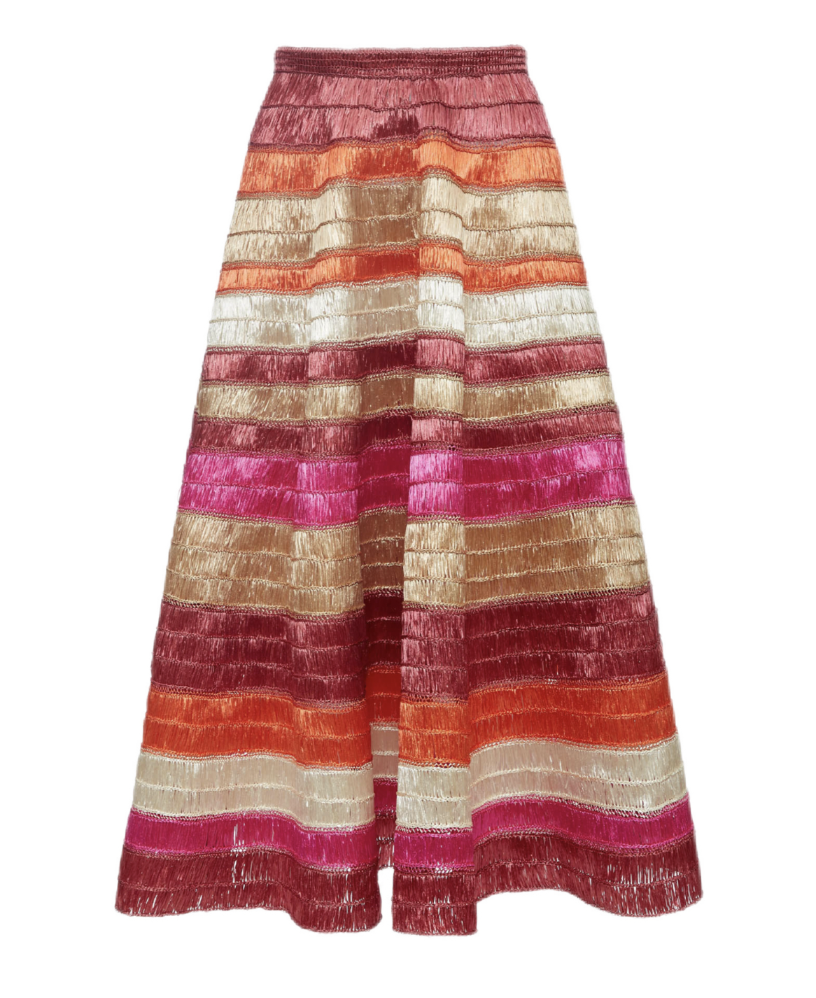 Reina Embroidered Color Block Orange Raffia Skirt