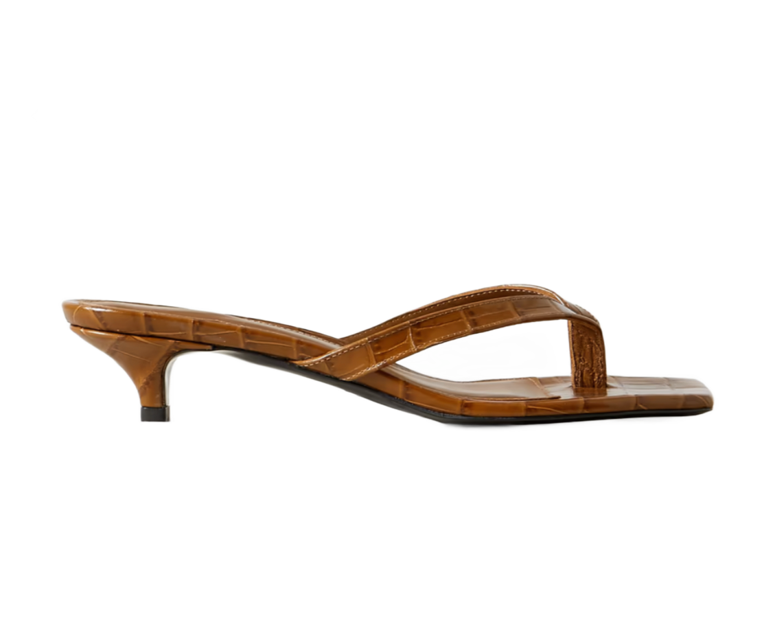 Croc-effect Leather Sandals