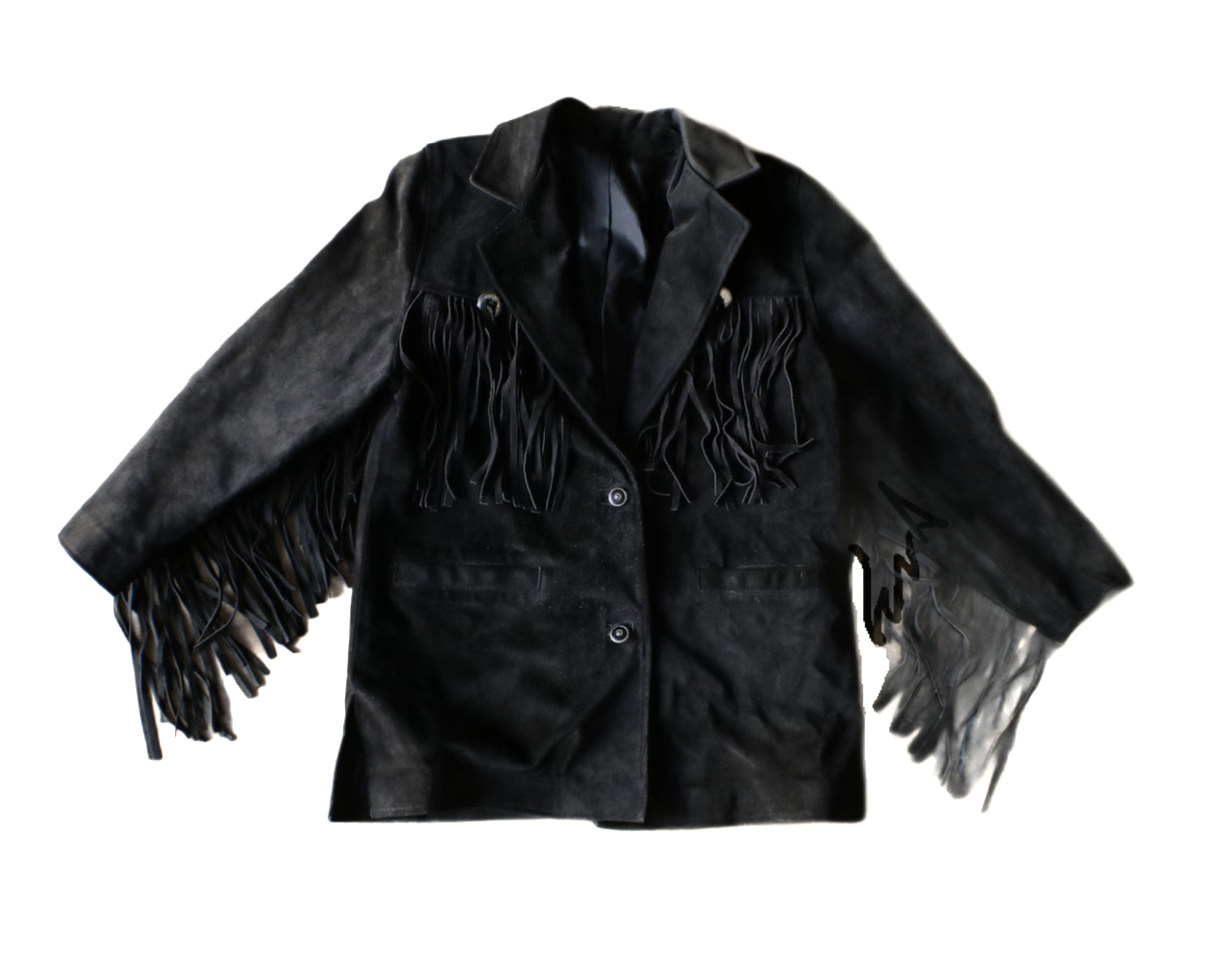 Black Fringed Suede Jacket