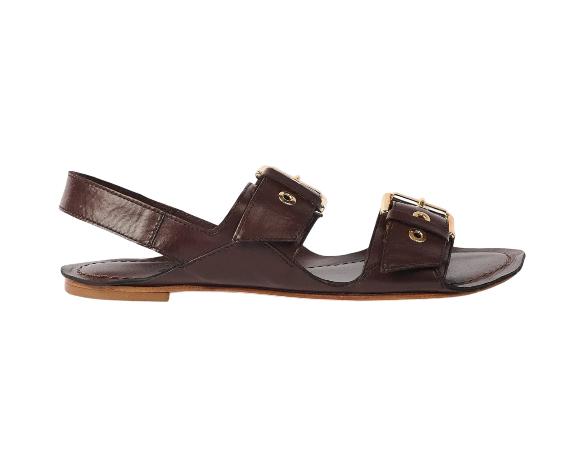 The Double Buckle Sandal in Castagno