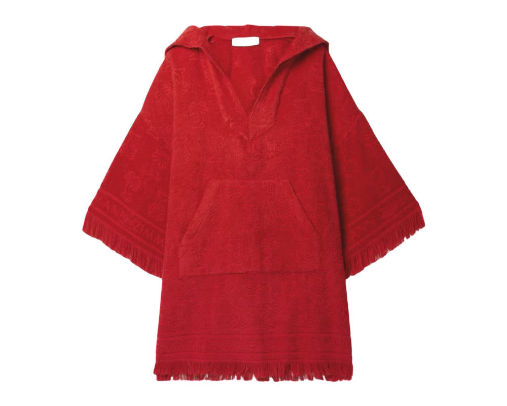Junie Fringed Cotton-terry Jacquard Coverup