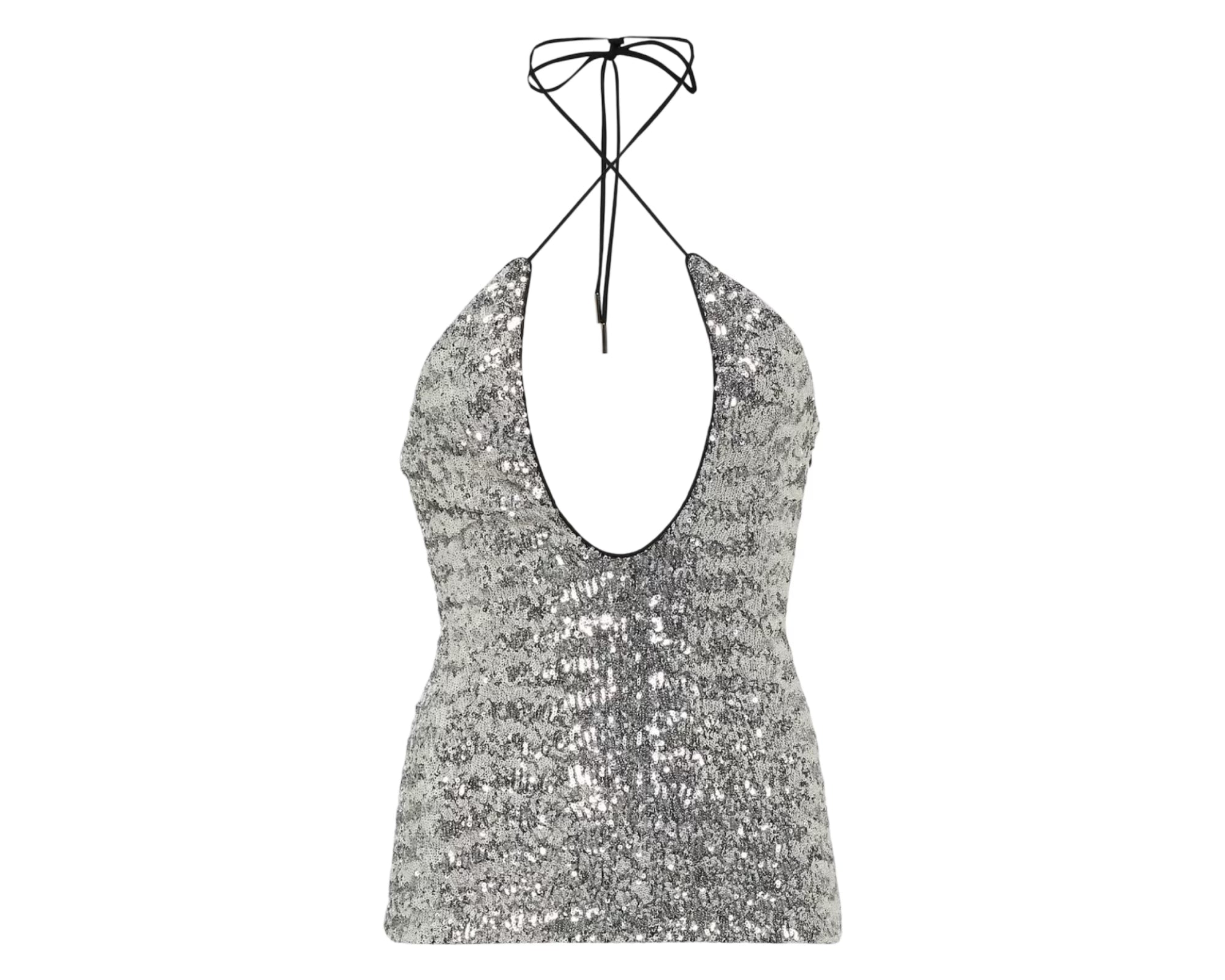 Alix Sequined Tulle Halter Neck Top