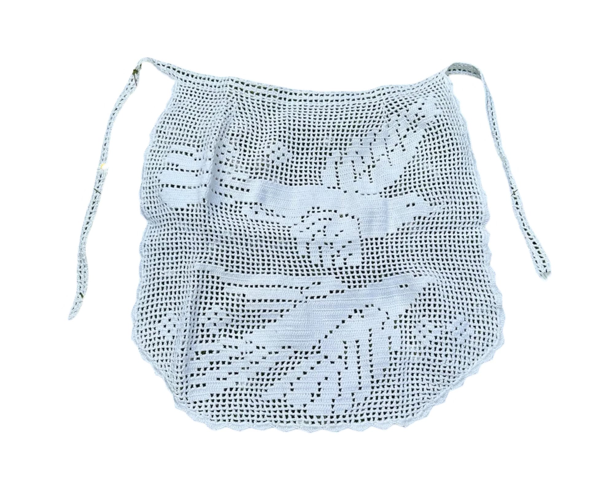 70s Vintage Crocheted Dove Apron