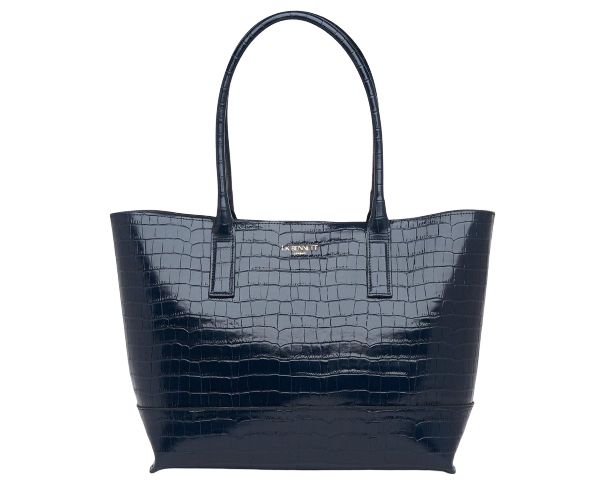 Lacey Leather Croc Effect Tote Bag Navy
