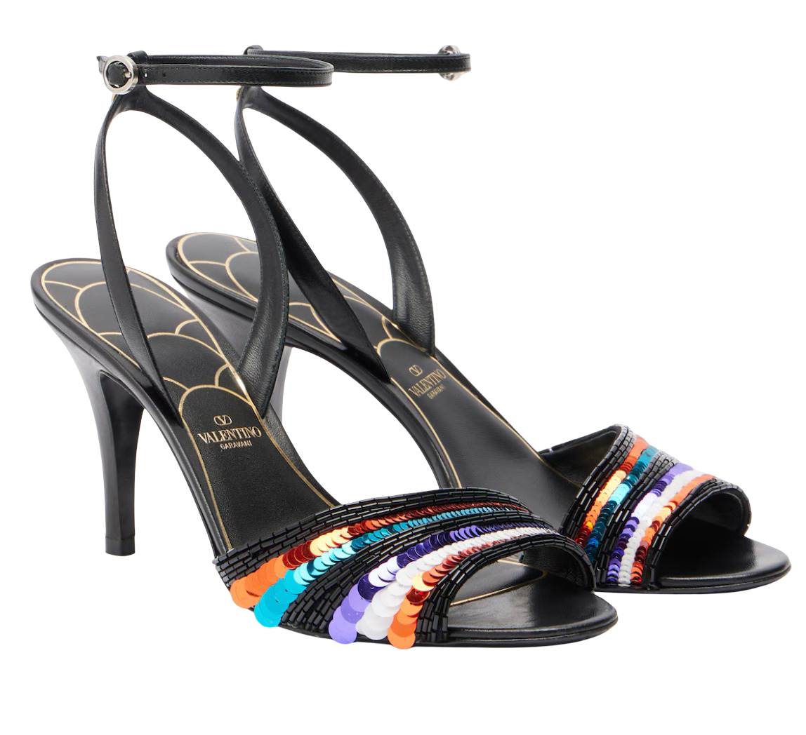 Sequined Leather Sandals