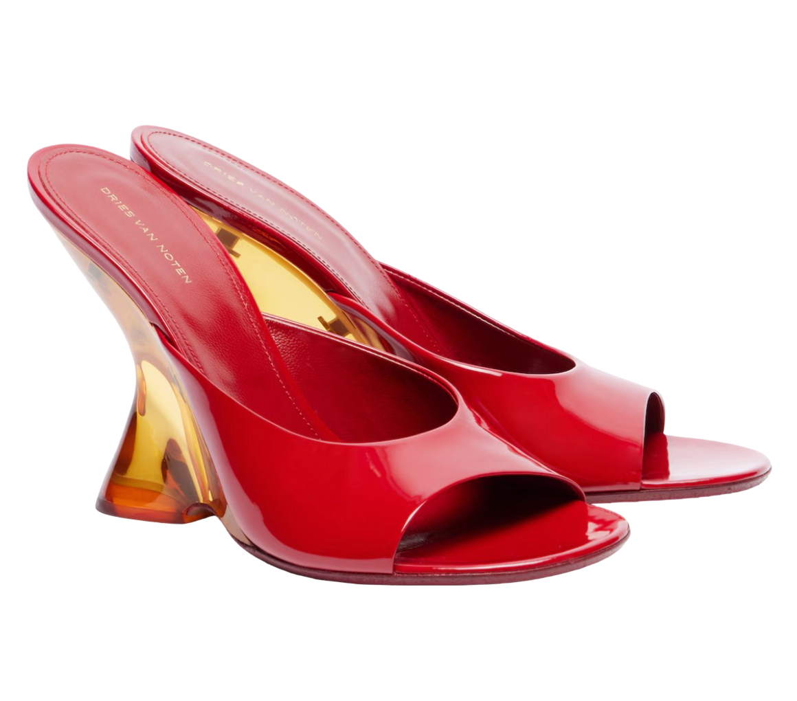 Patent Leather Wedge Mules