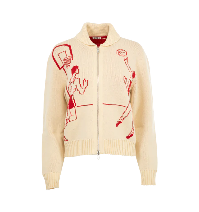 Off-White & Red Reversible Hoop Cardigan