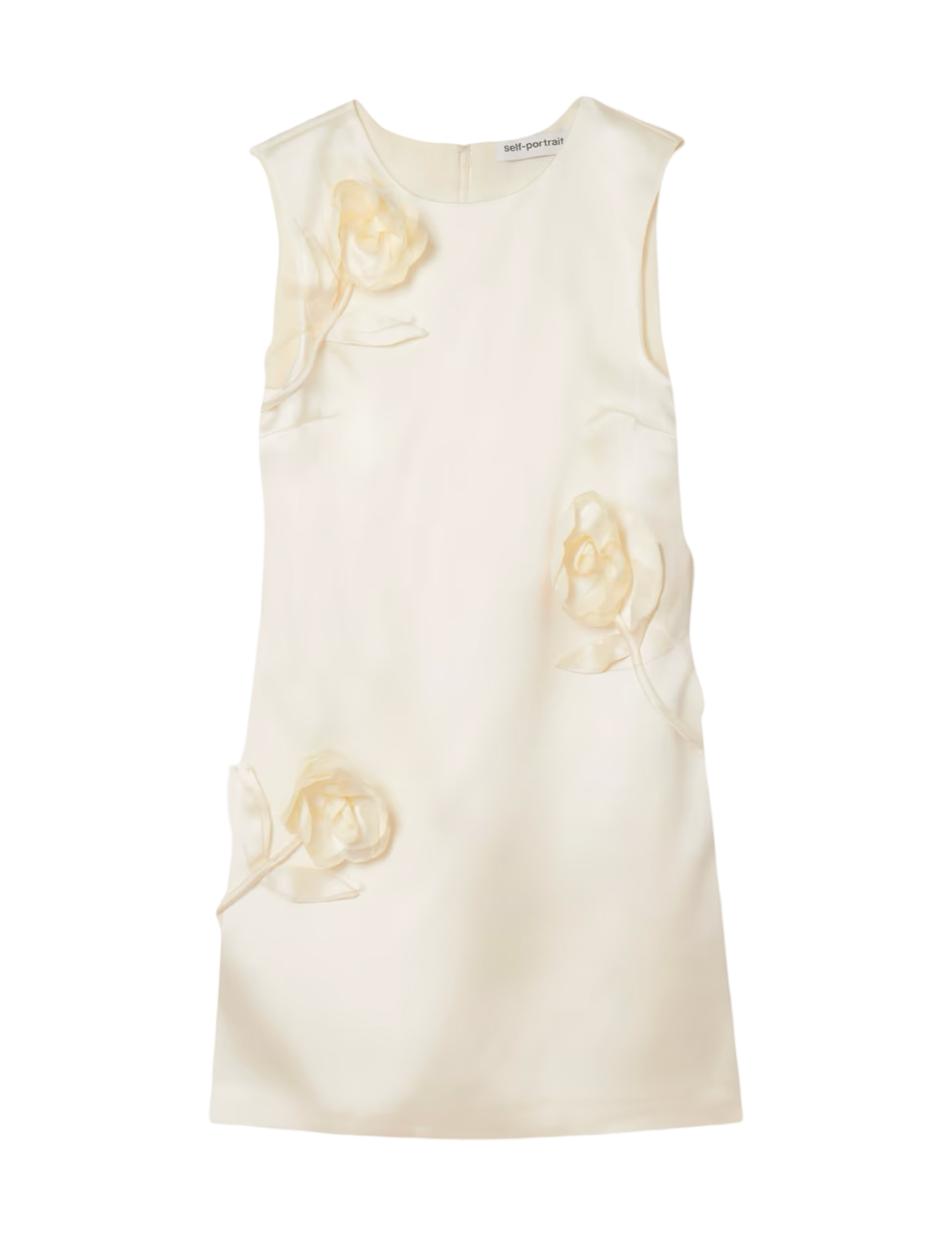 Appliquéd Satin Mini Dress