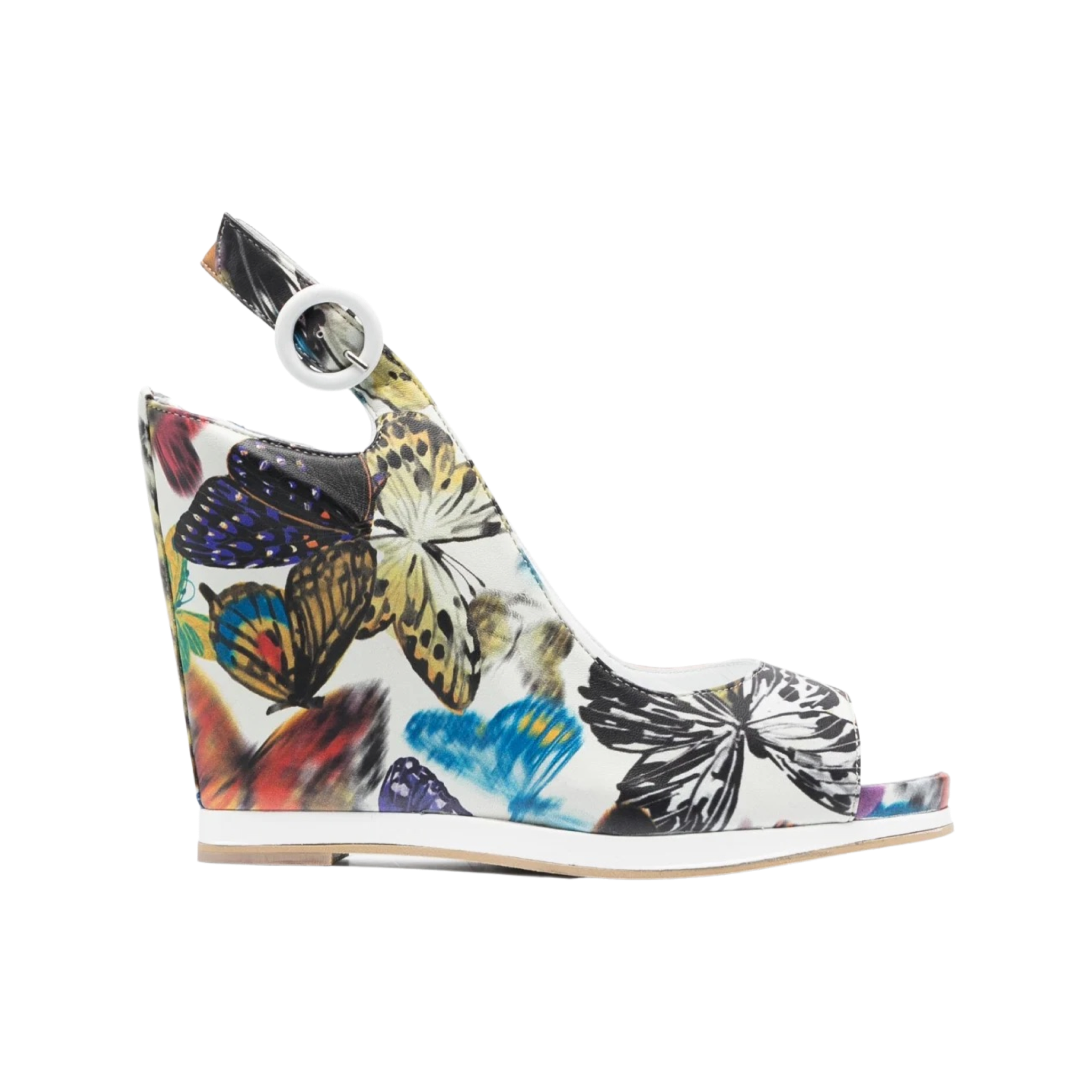 Butterfly Print open-toe Wedge Sandals