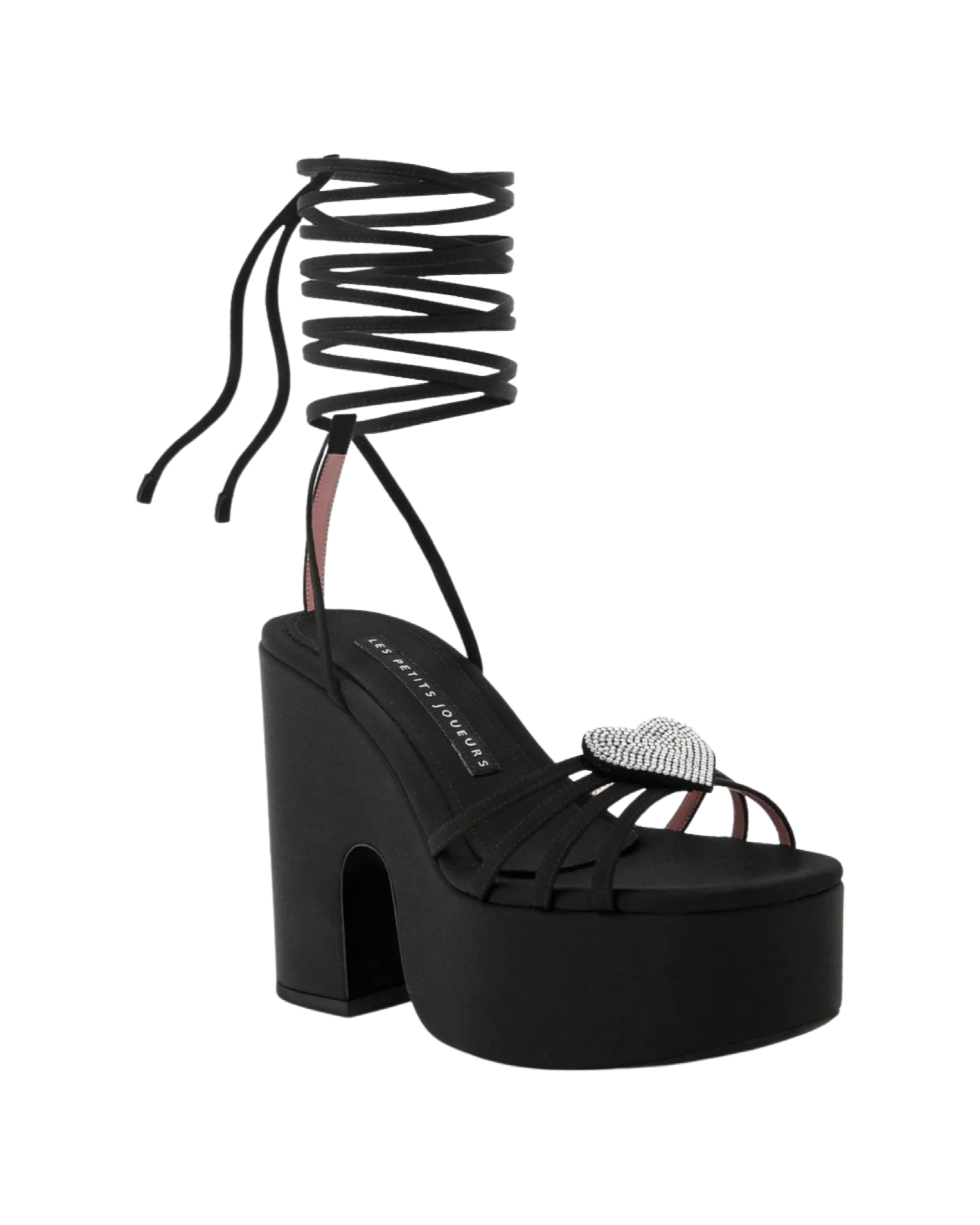 Black Bianca Heart Platform Sandals