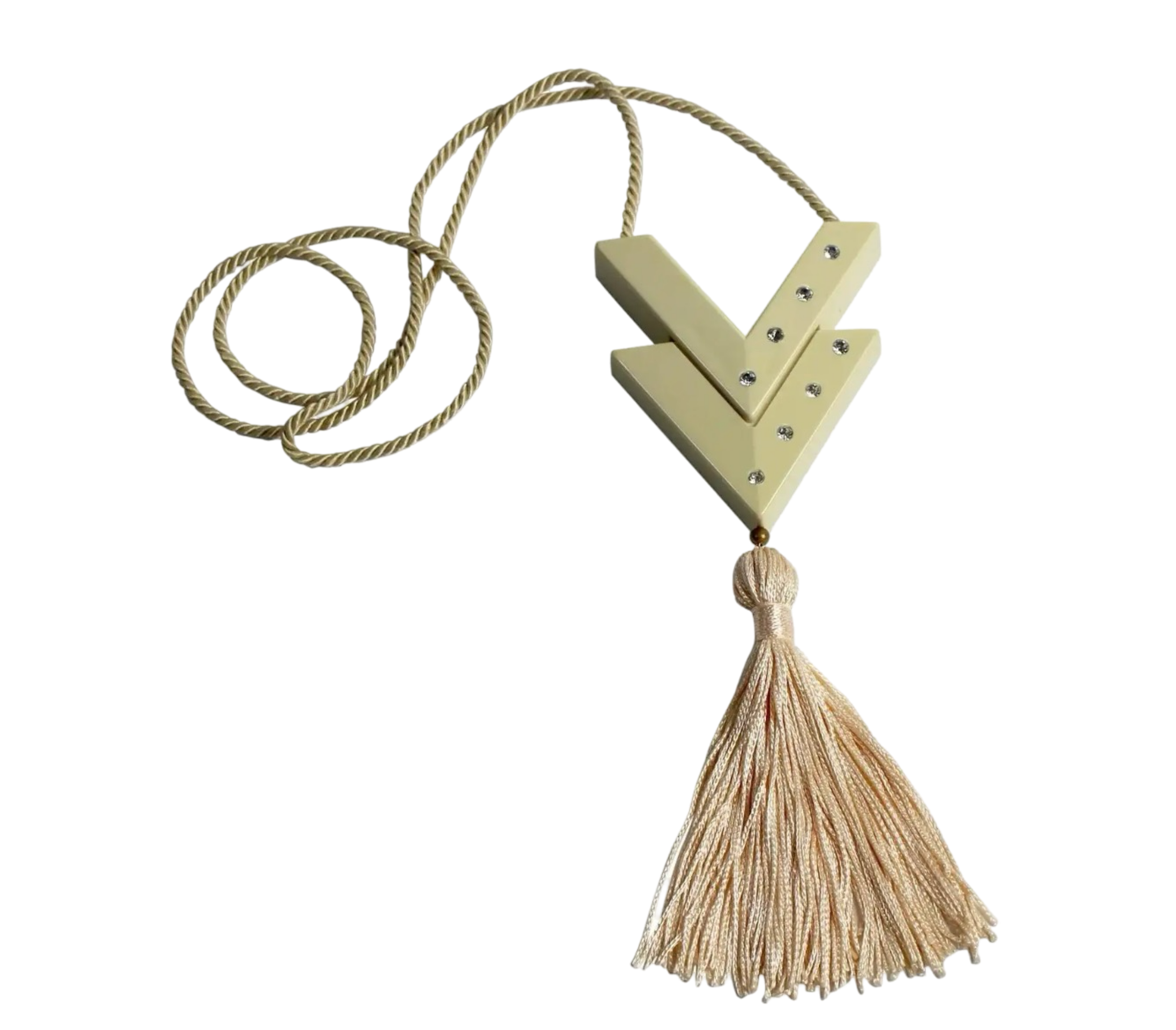 1980s Perfume Pendant Pink Tassel Necklace