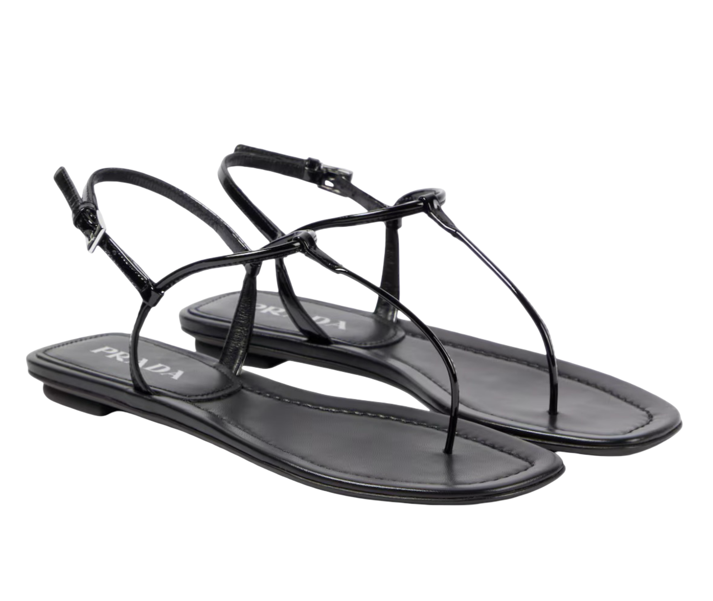 Patent leather thong sandals