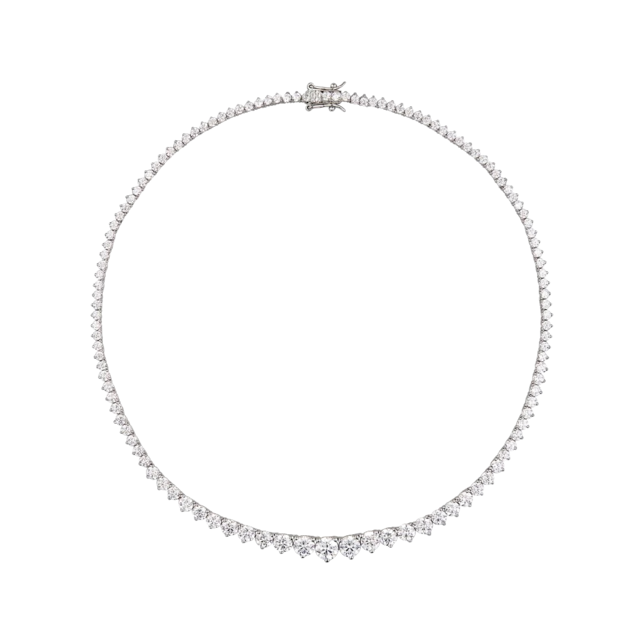 Lab-grown White Sapphire Silver Riviere Necklace