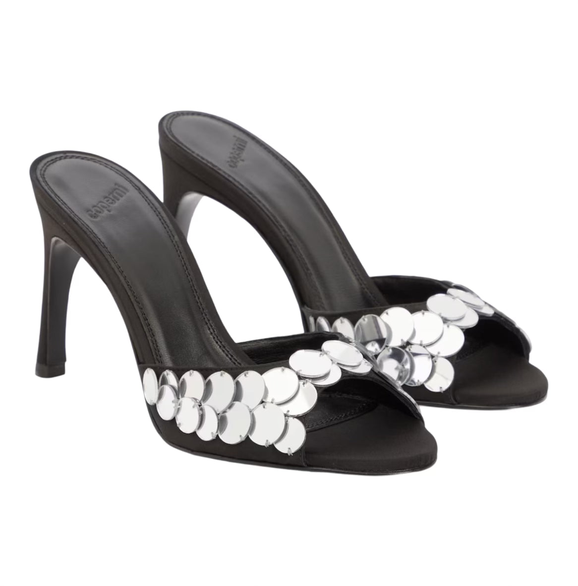 Sequined Leather Mules