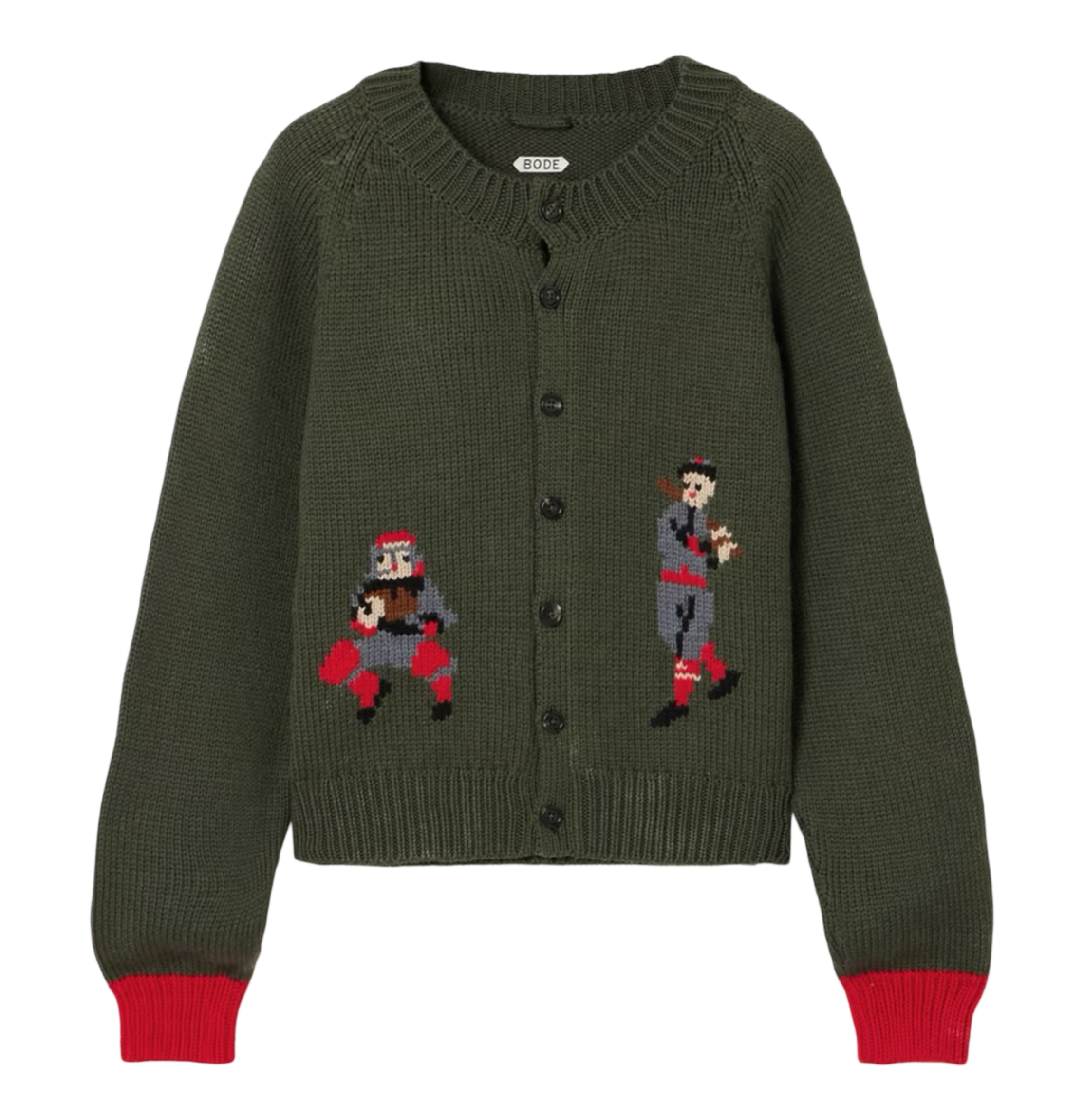 Home Run Intarsia Merino Wool Cardigan