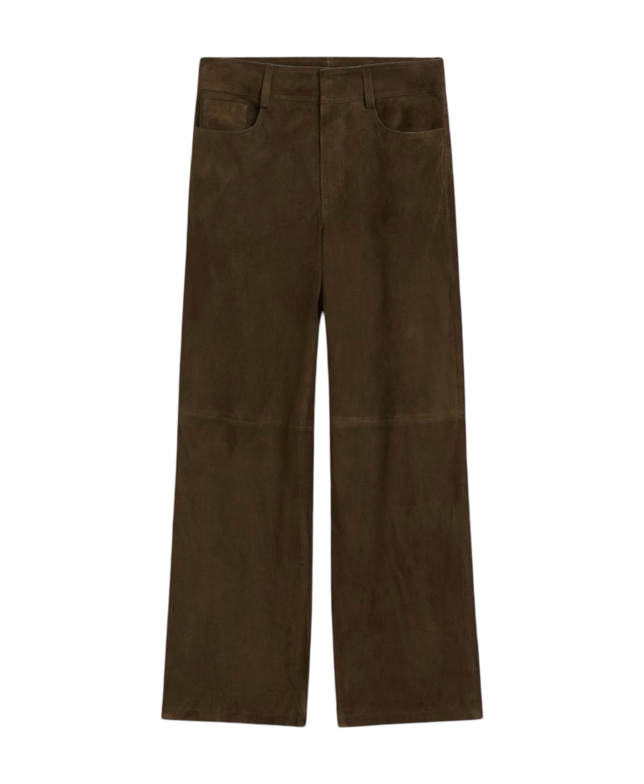 Suede Leather Straight Trousers