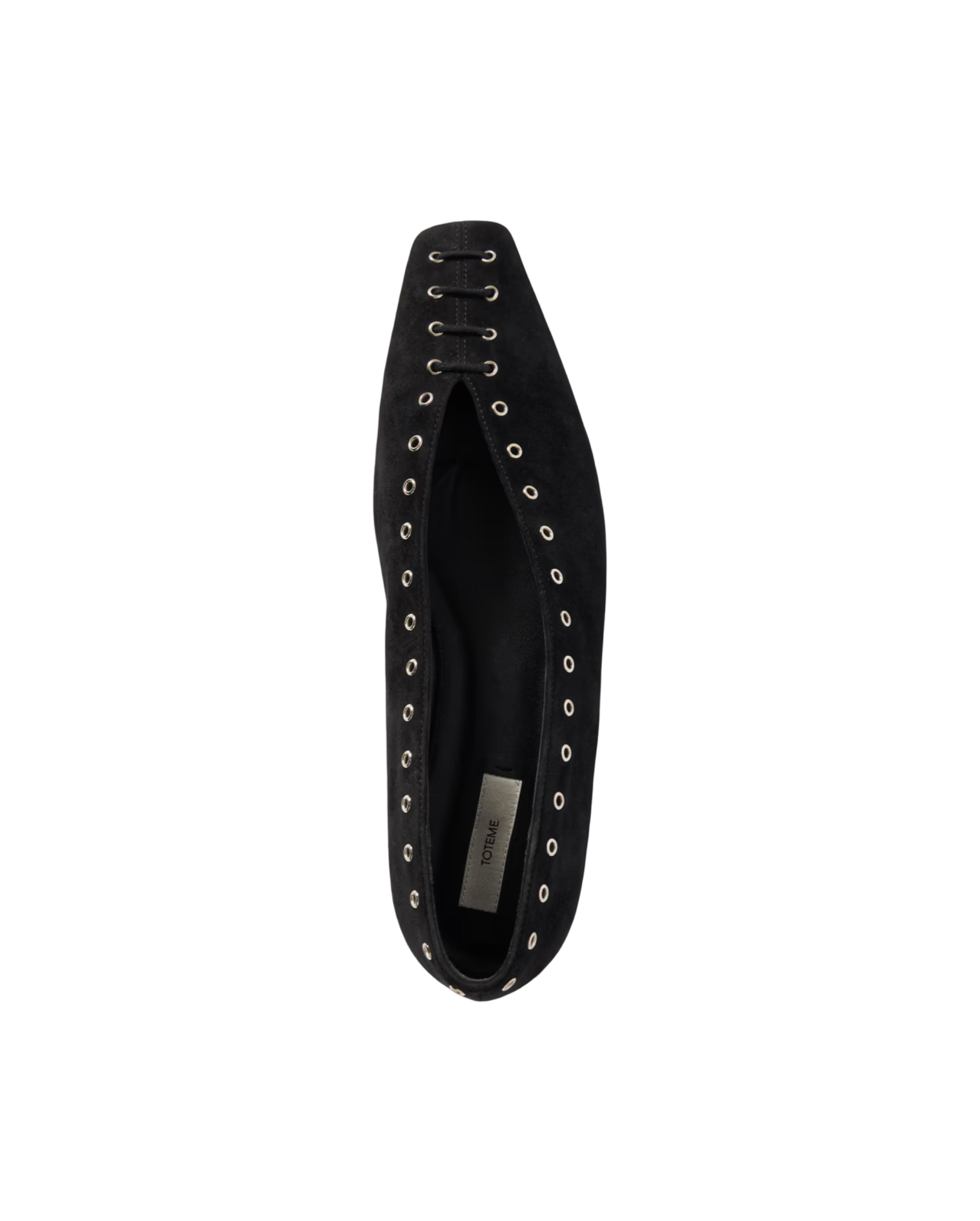 Lace-Up Eyelet-Embellished Suede Ballet Flats