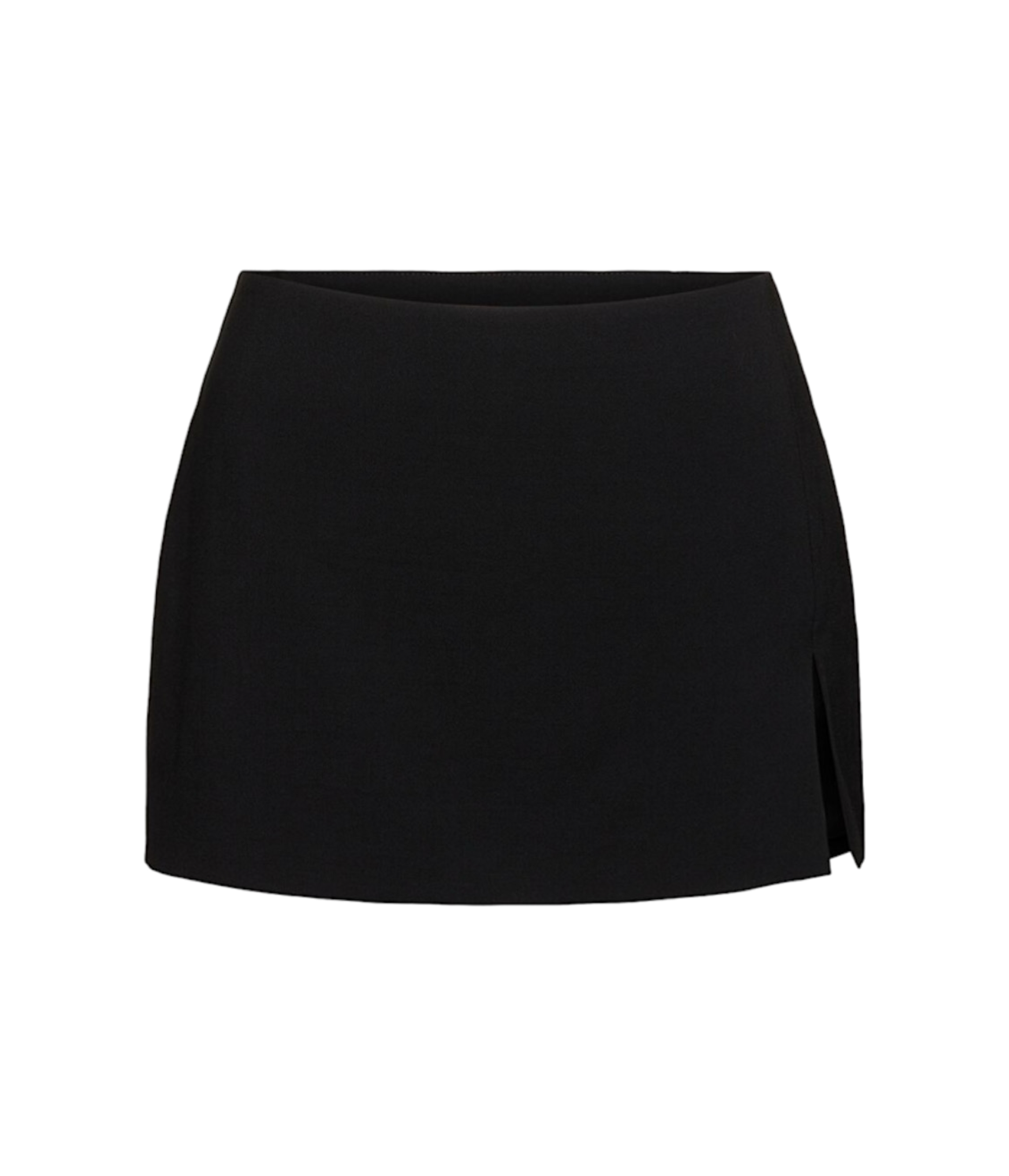 Black Satin-Lined Wool Miniskirt