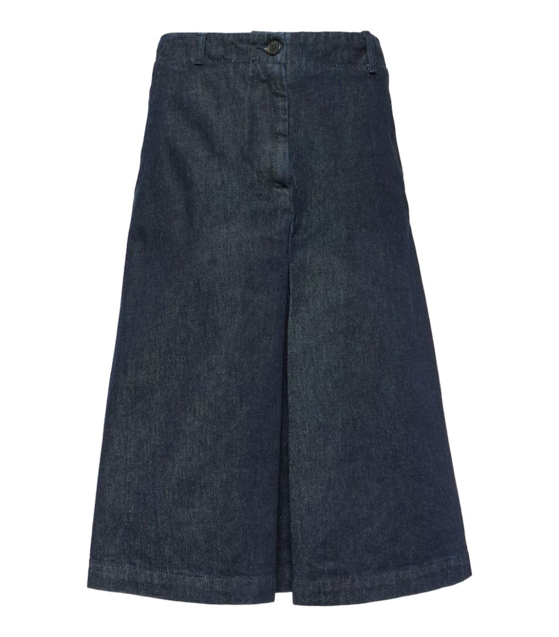 Pleated Denim Midi Skirt