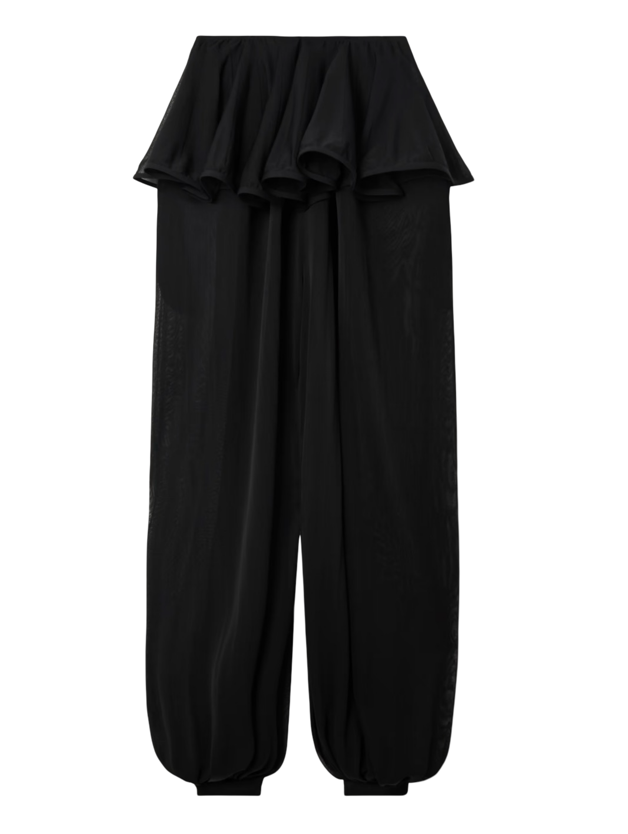 Pleated Georgette Peplum Tapered Pants