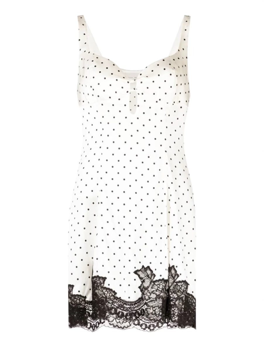 Polka-dot Silk-satin Flared Dress