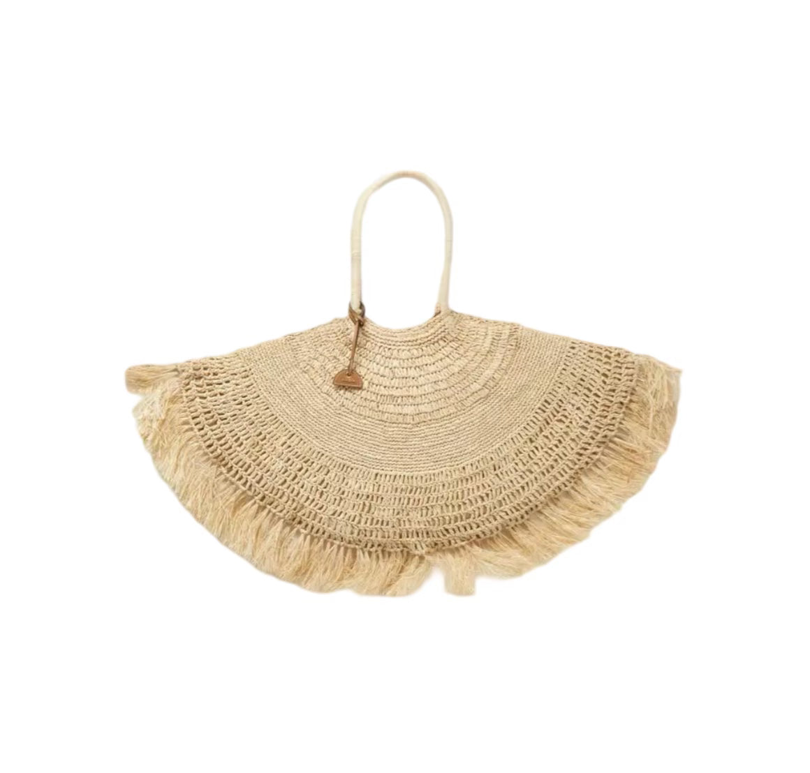 Lucia Leather-trimmed Fringed Raffia Tote