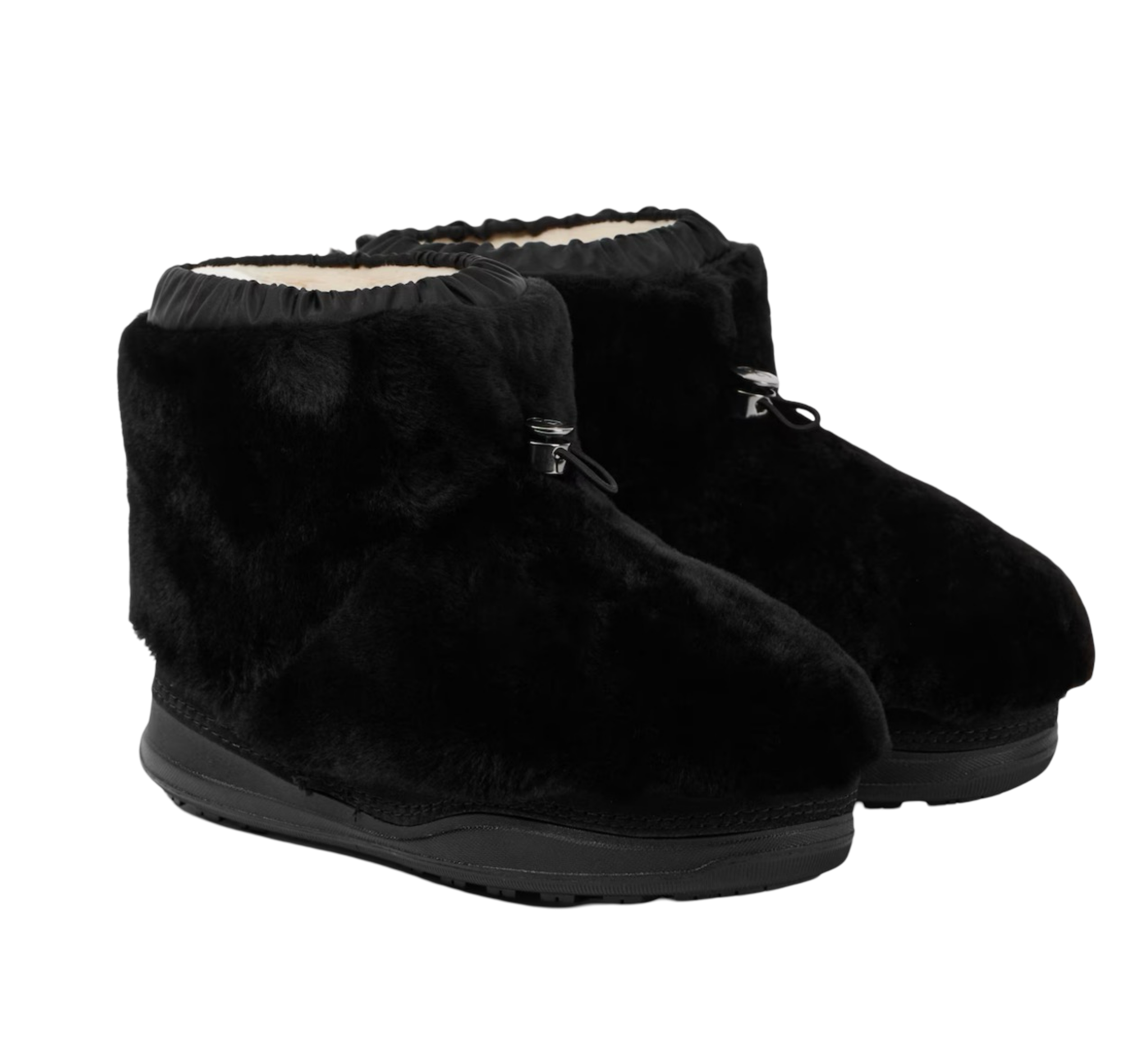 Shearling-Trimmed Leather Ankle Boots