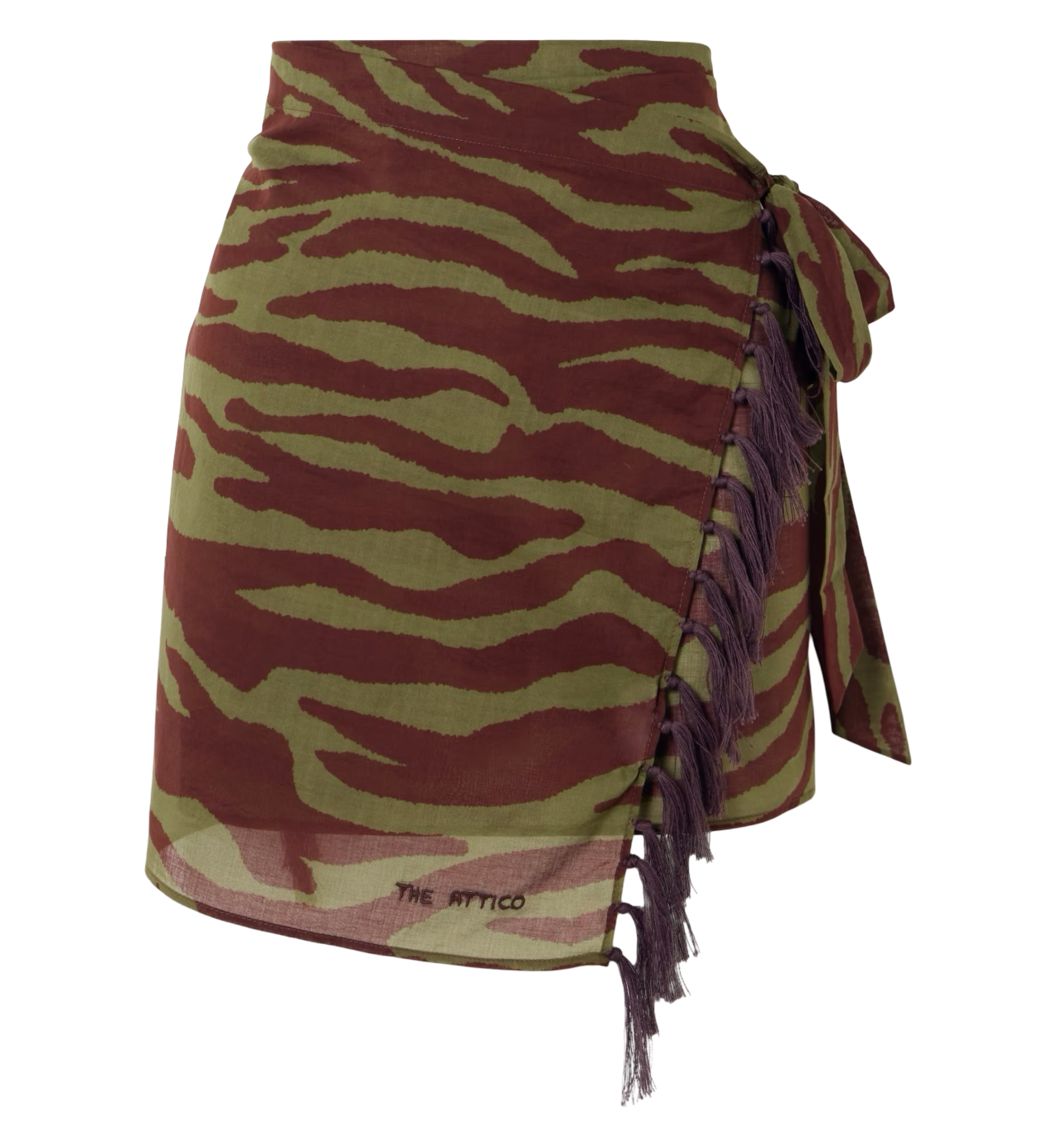 Fringed Zebra-Print Cotton-Voile Pareo