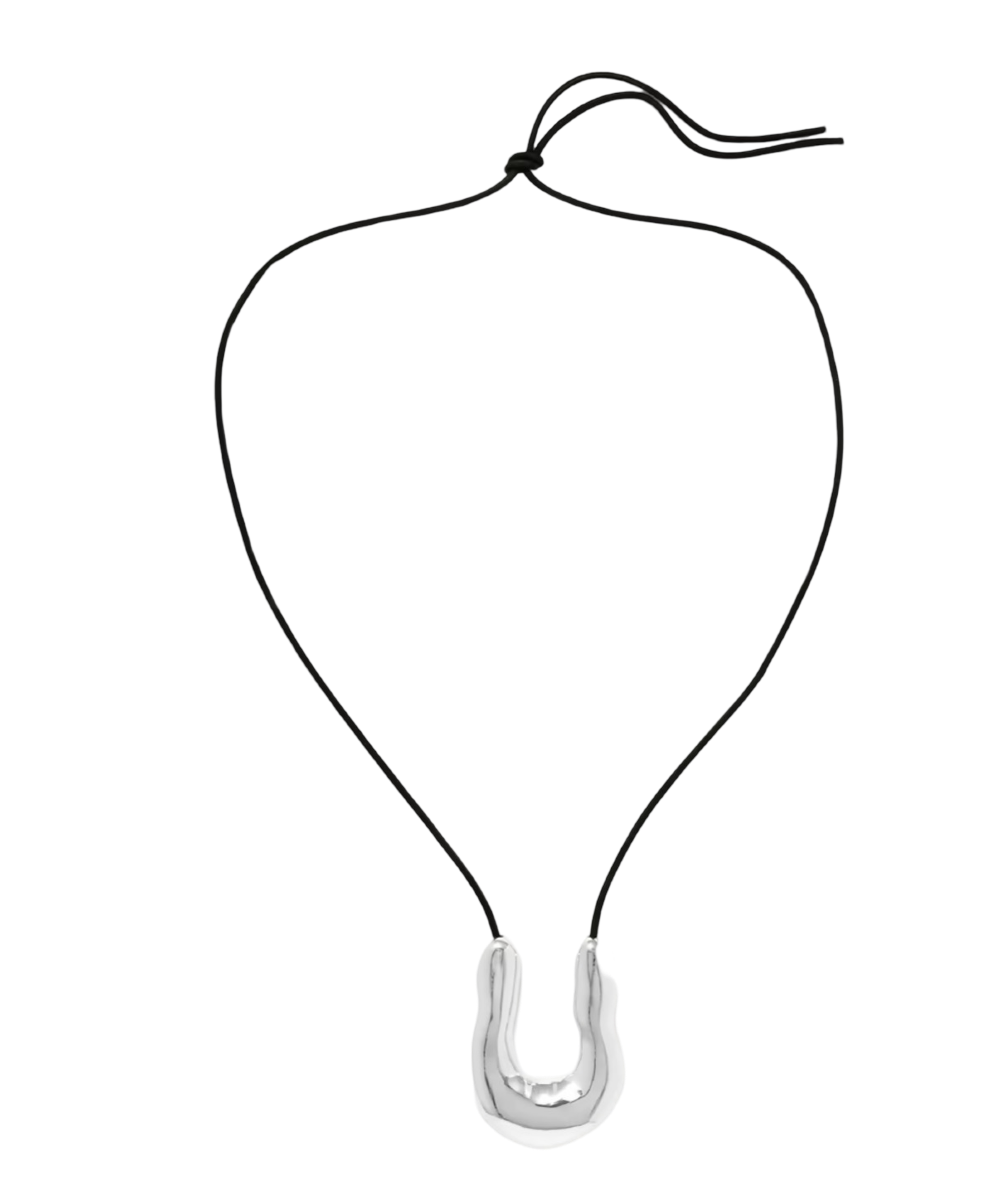 Large Wishbone Suede And Sterling Silver Necklace