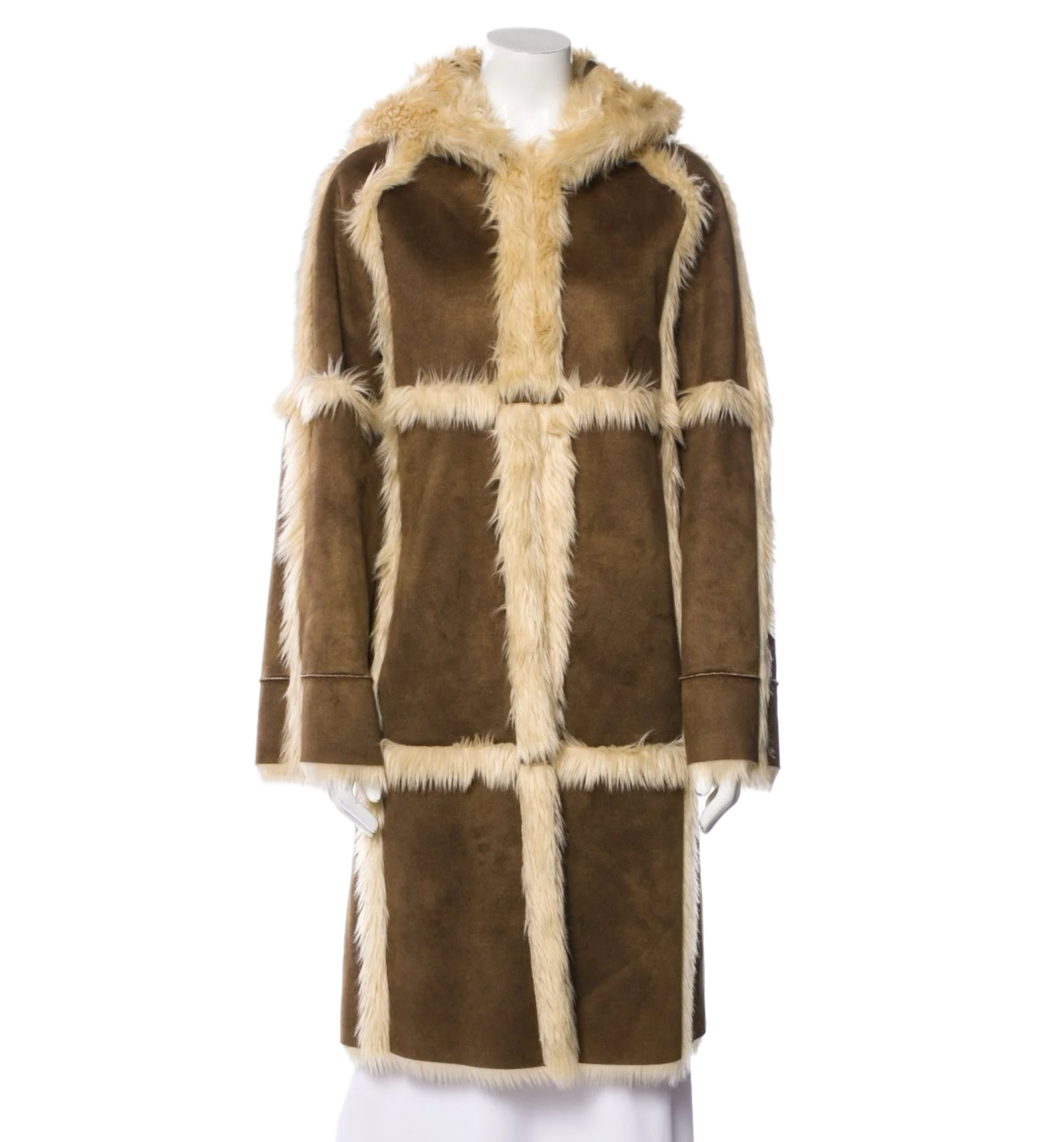 Colorblock Pattern Faux Fur Coat