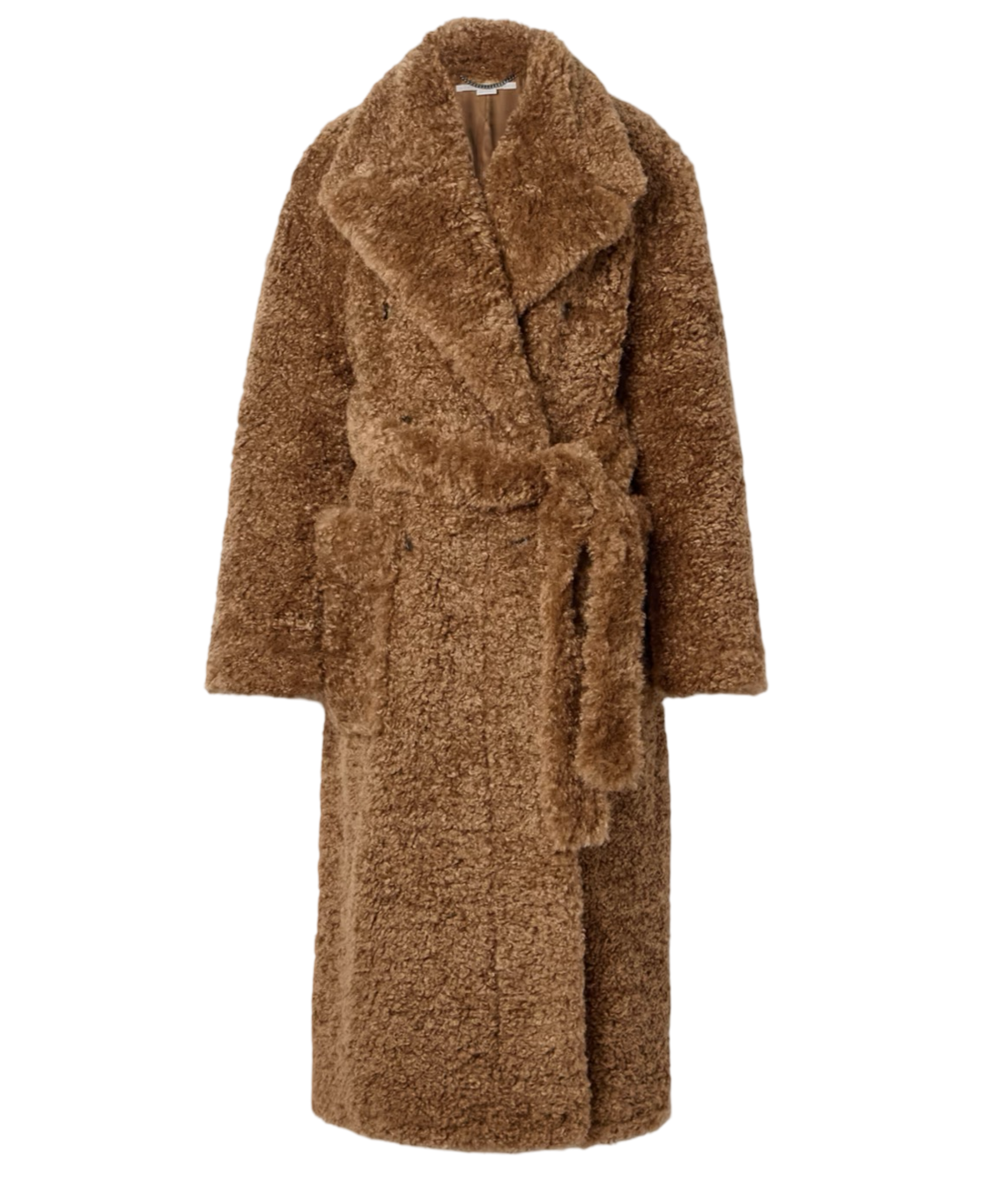 Teddy Belted Double-Breasted Faux Shearling Coat