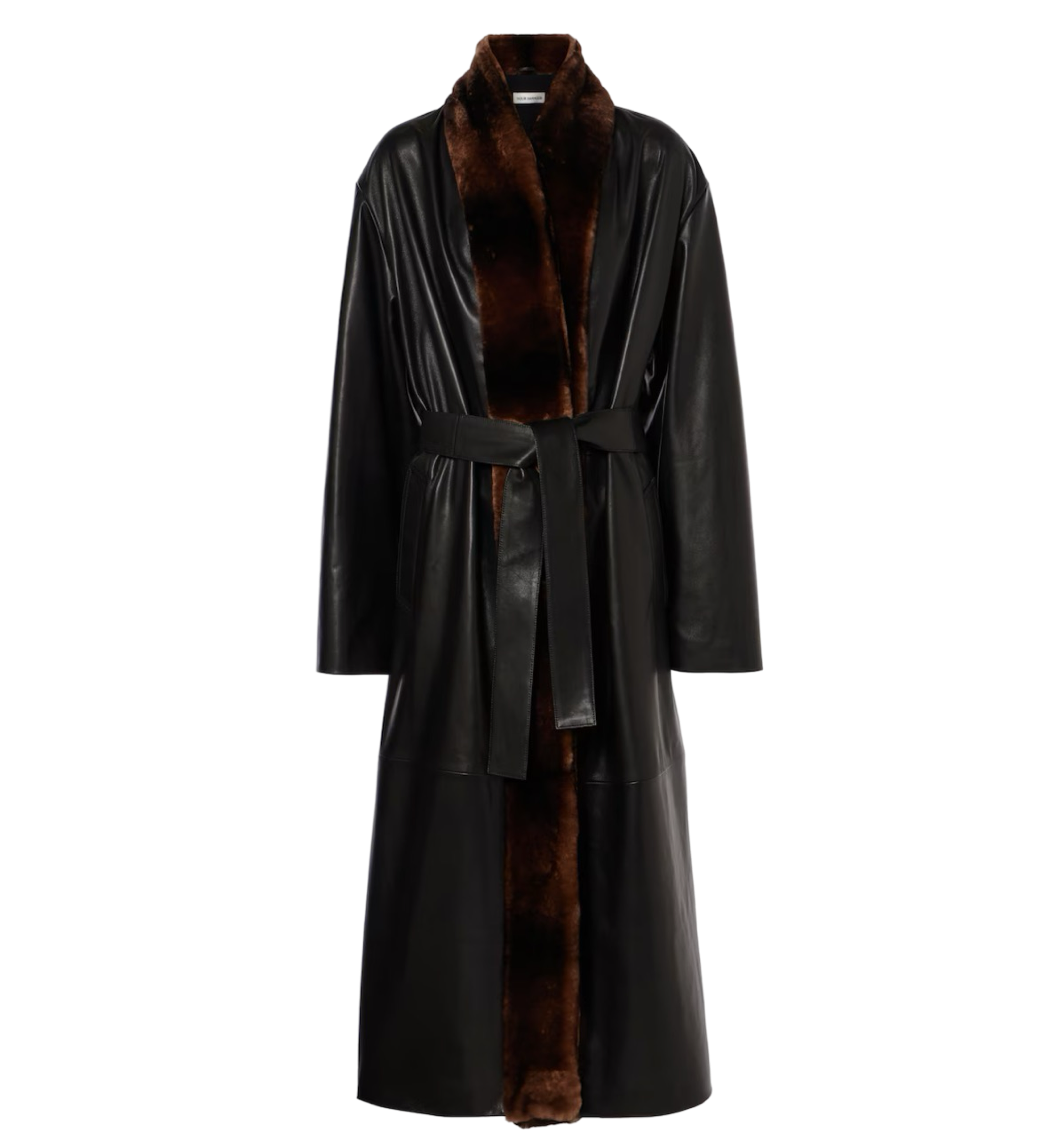 Vivian Shearling-Trimmed Leather Coat