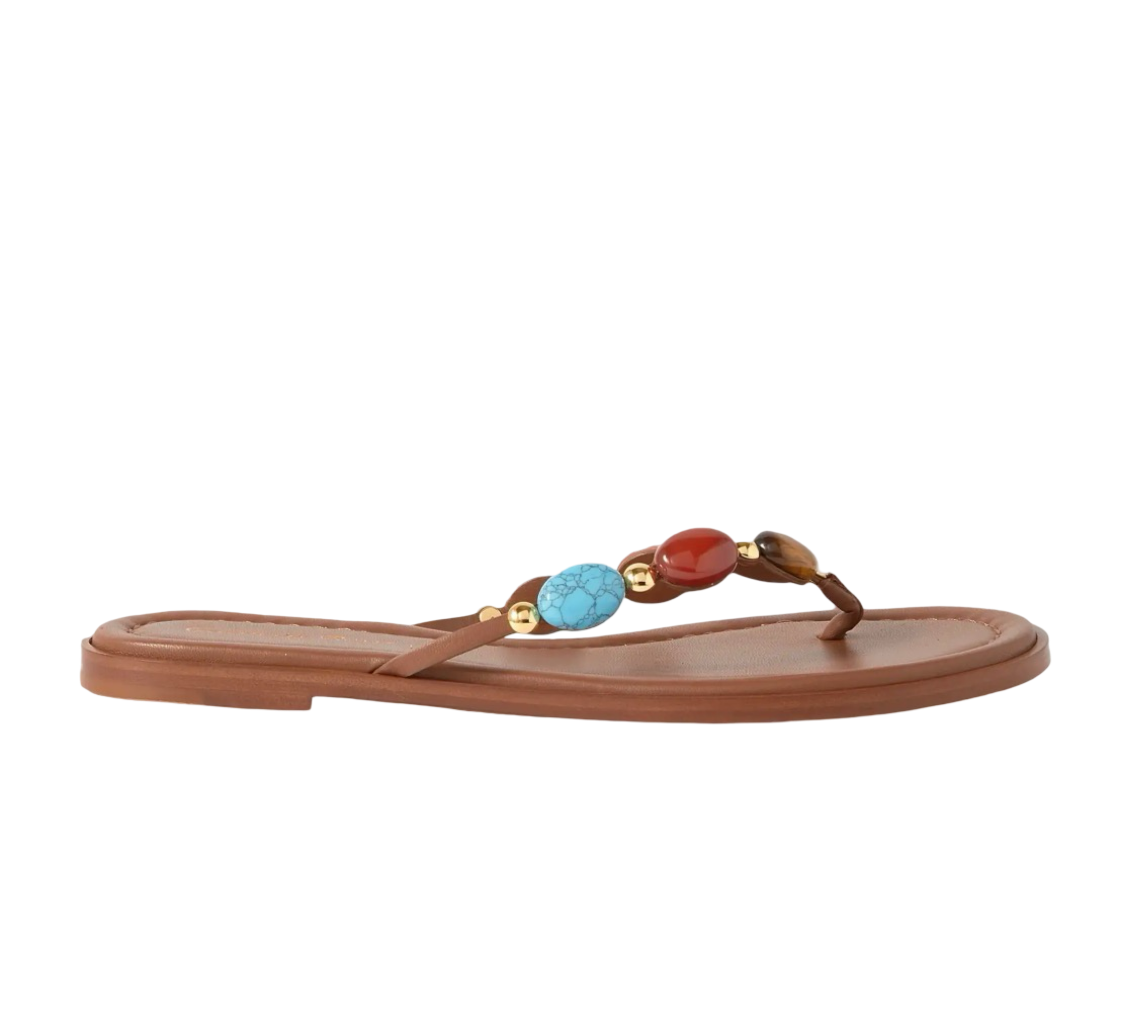 Shanti Thong Embellished Leather Flip Flops