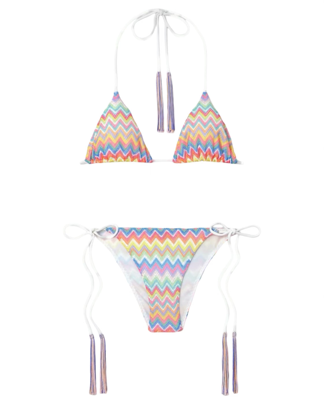 Striped Crochet-knit Triangle Bikini