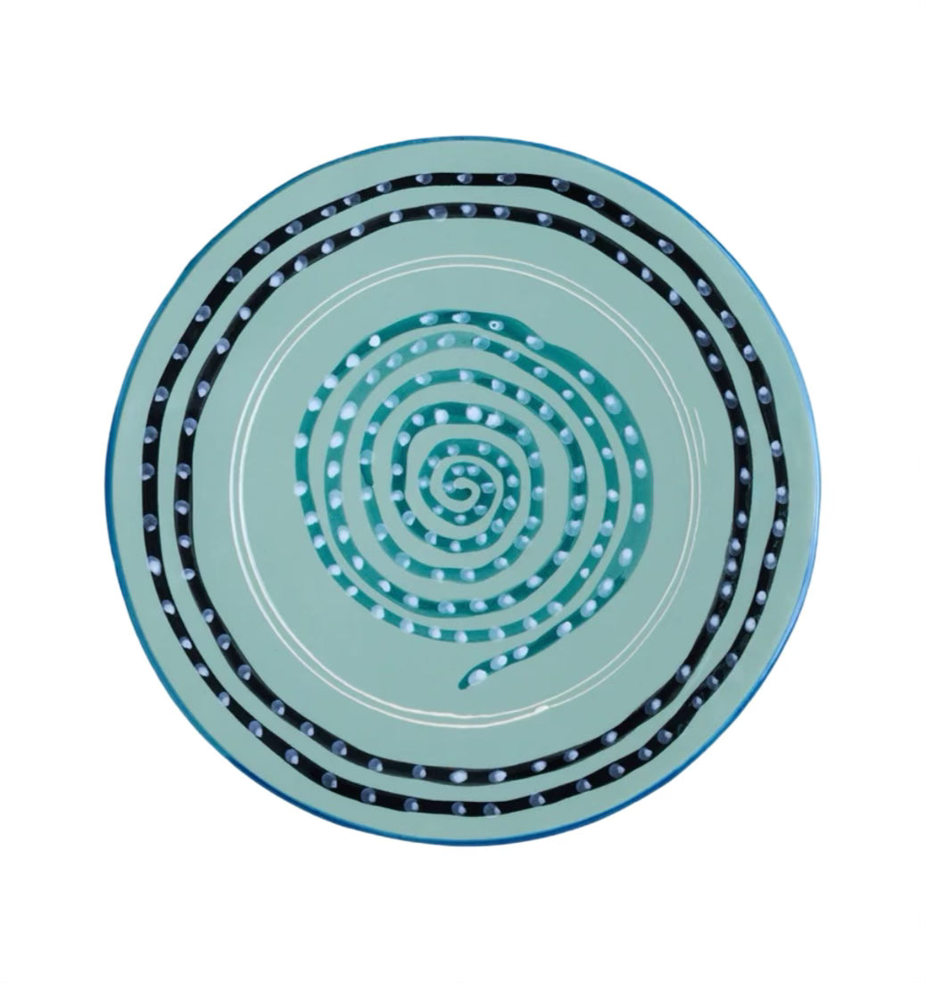 x Cafe Leandra Water Green Spiral Dinner Plate