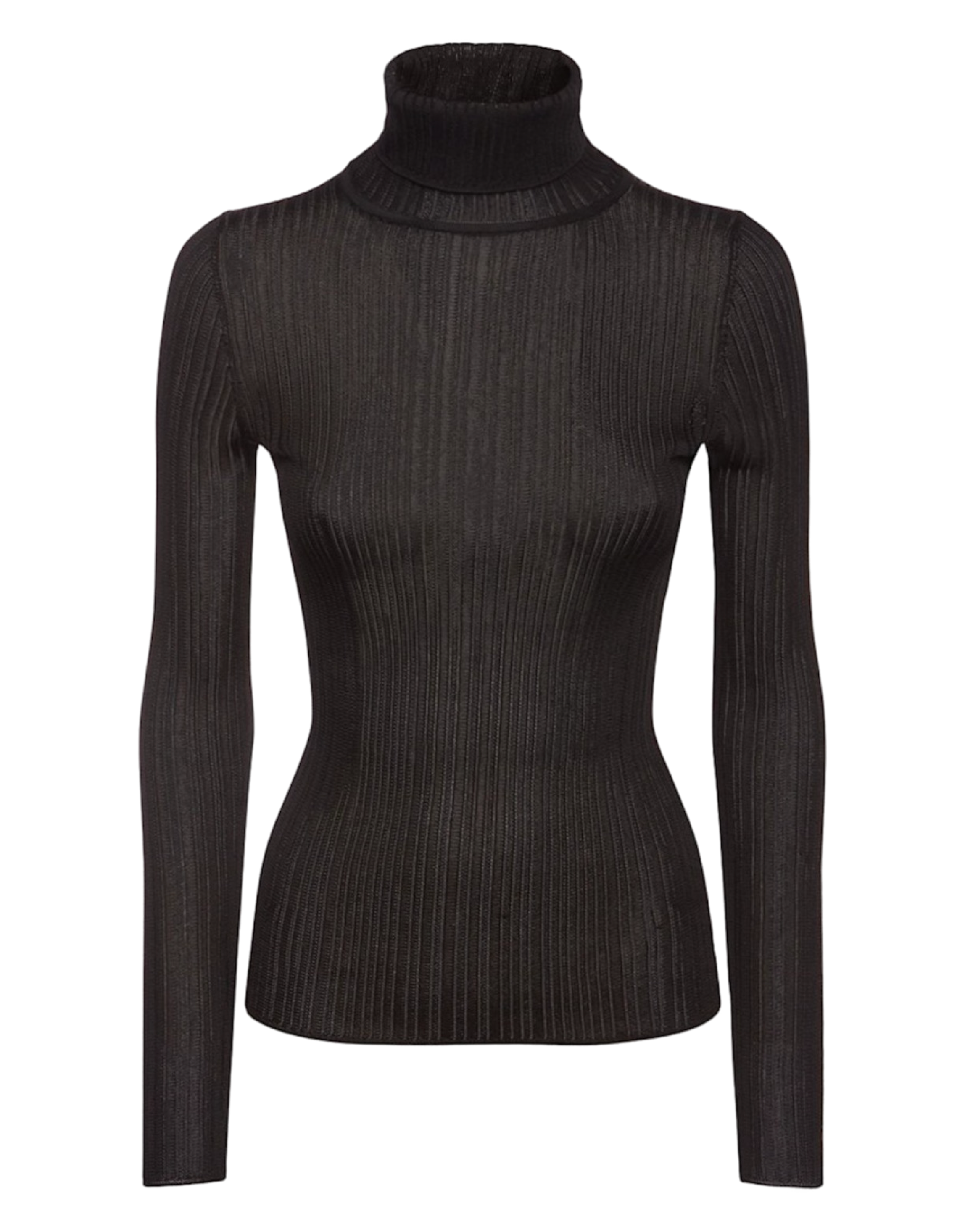 Rib Knit Viscose Turtleneck