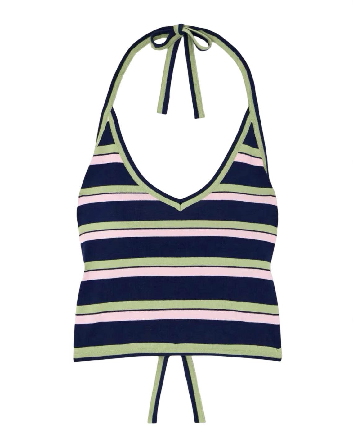 Sue Striped Knitted Cotton Cropped Top