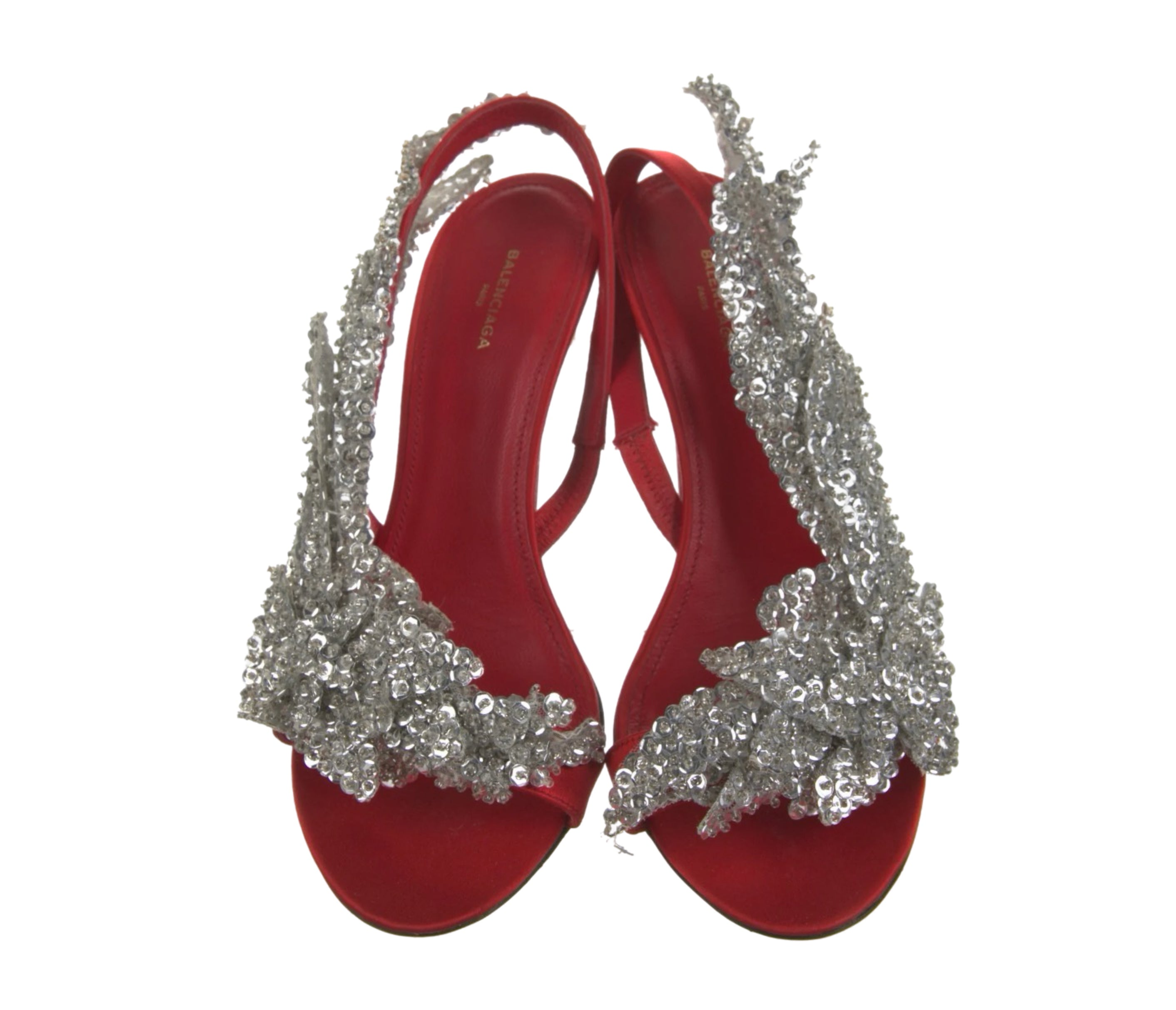 Satin Sequin Embellishments Slingback Sandals