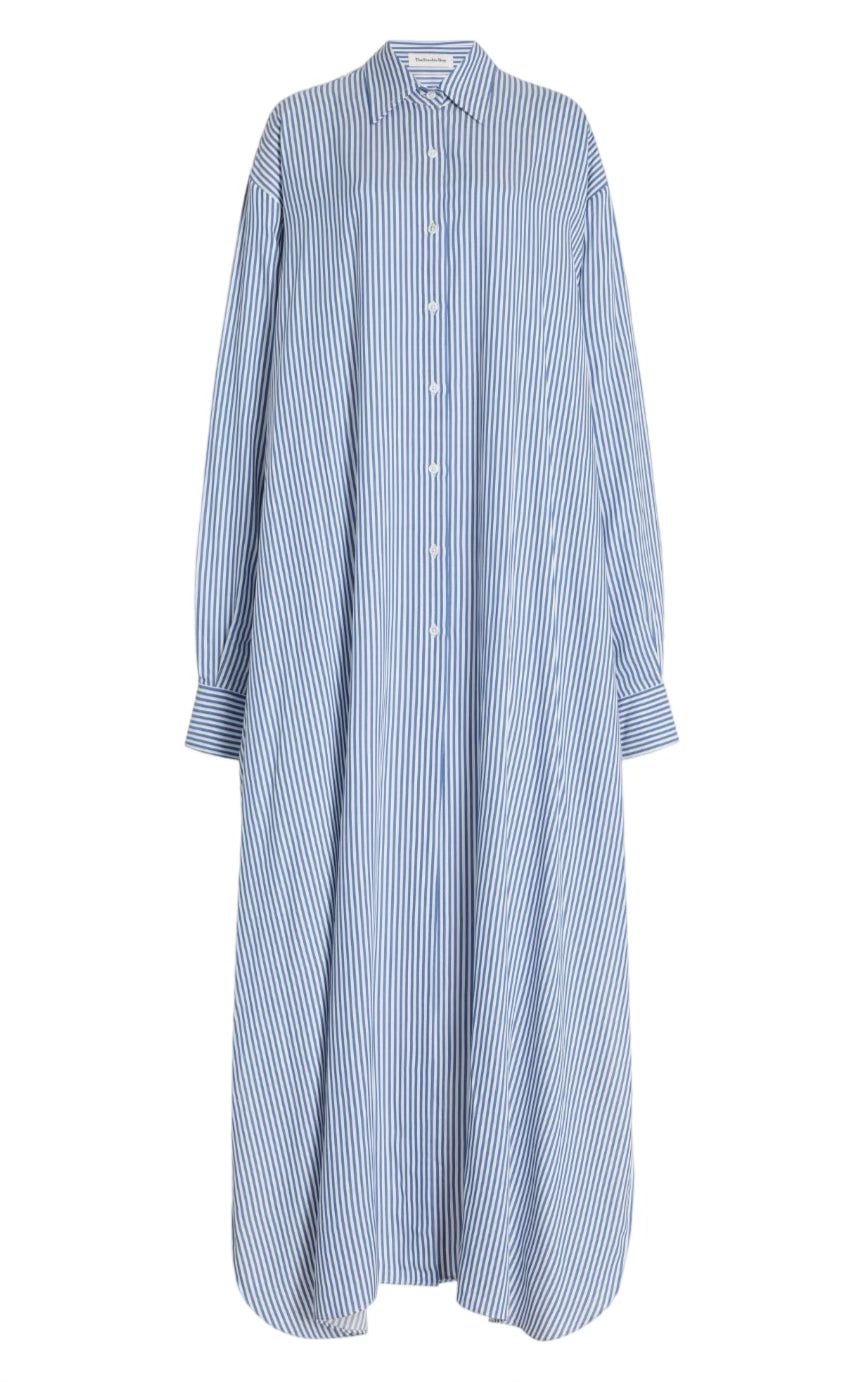 Avery Striped Twill Maxi Shirt Dress