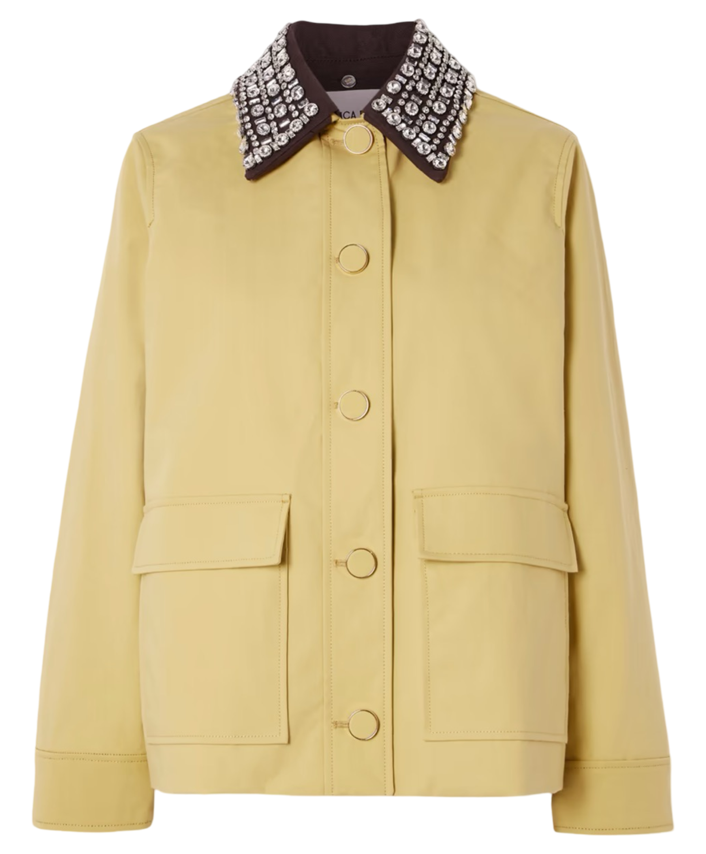 Arlen Dickey Crystal-Embellished Coated-Cotton Coat