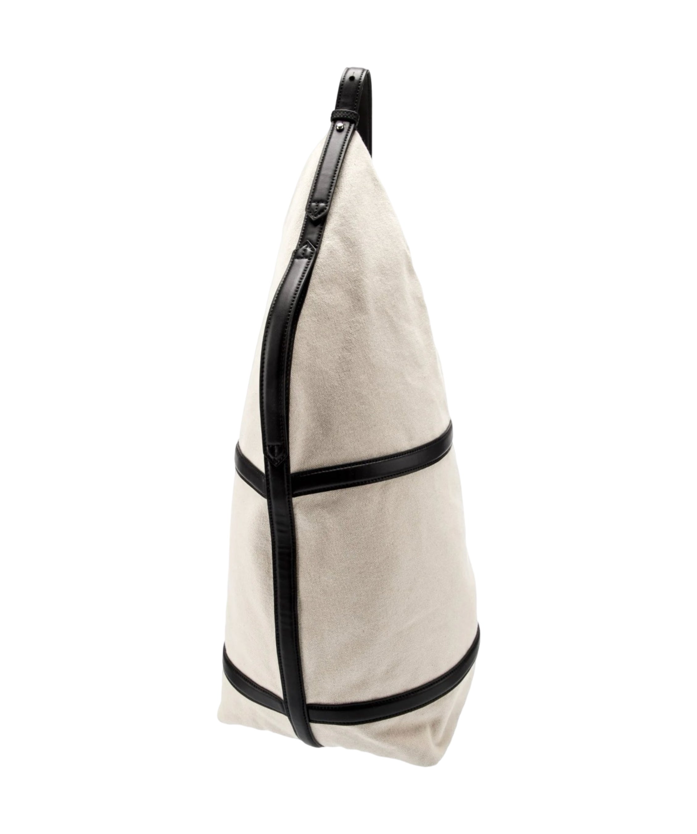 Leather-Trimmed Canvas Sling Bag