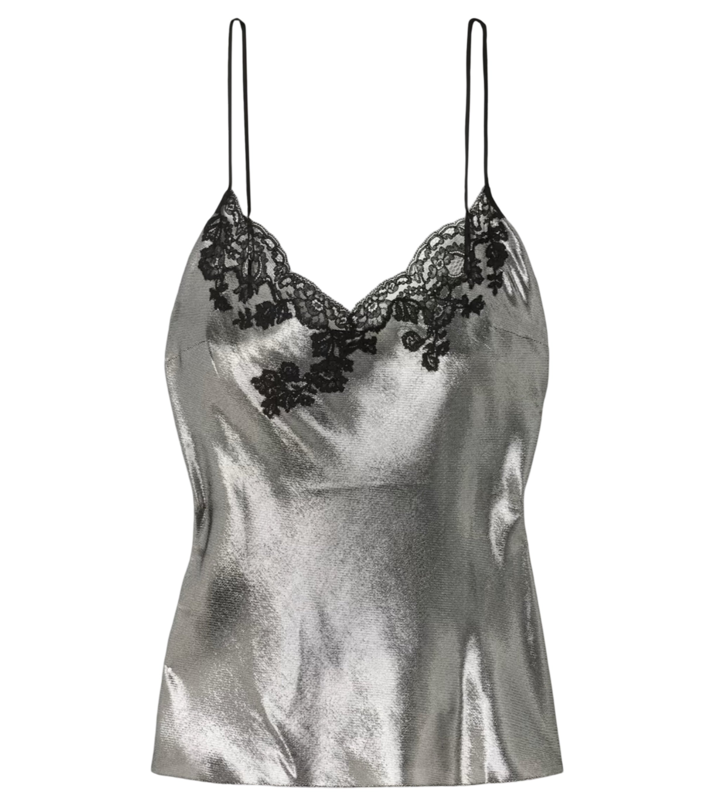 Lace-trimmed Metallic Silk-blend Camisole