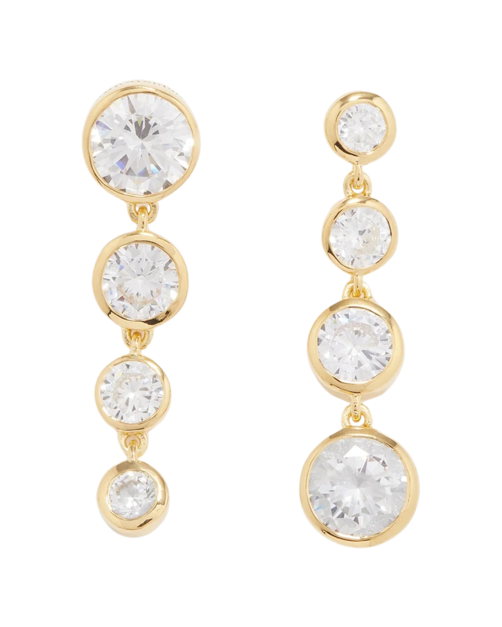 Mismatched Crystal & 14kt Gold-Plated Earrings