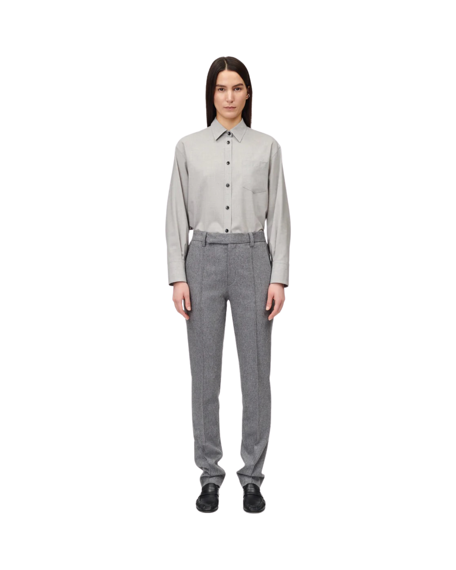 Pintuck Trouser in Charcoal Melange