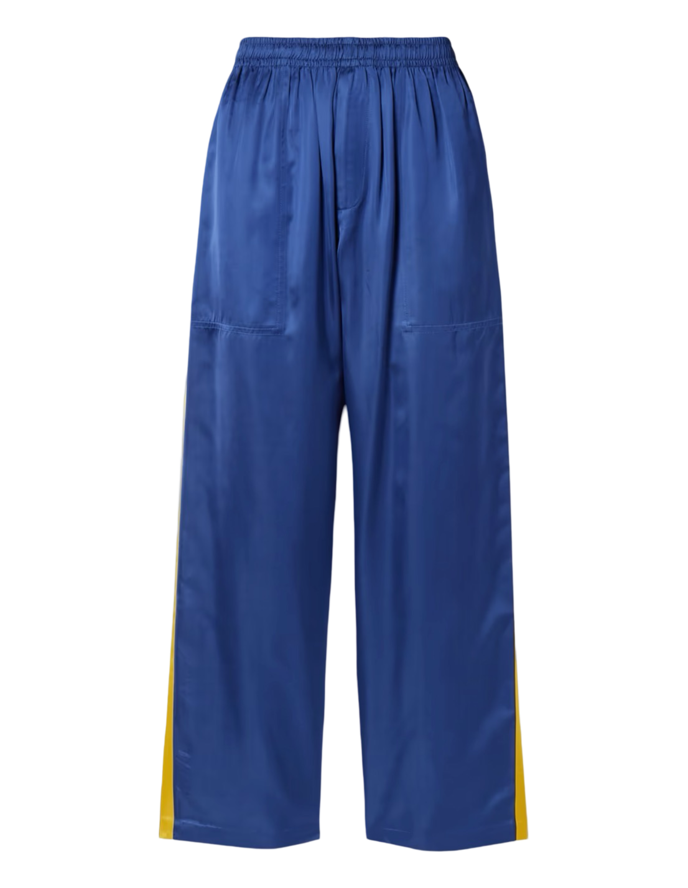 Striped Satin Wide-Leg Track Pants